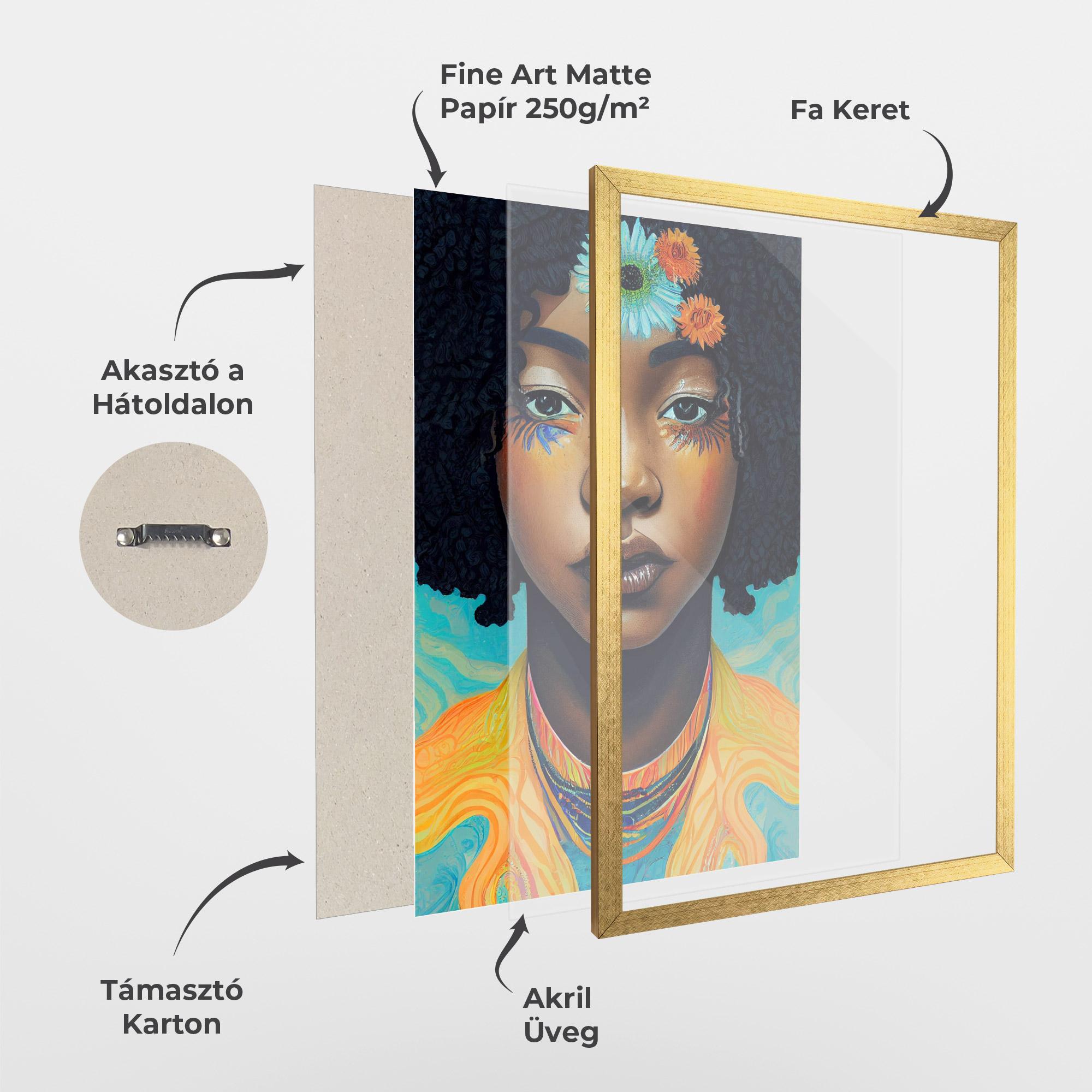 Keretezett Poszter Portrait With Flowers mockup 1