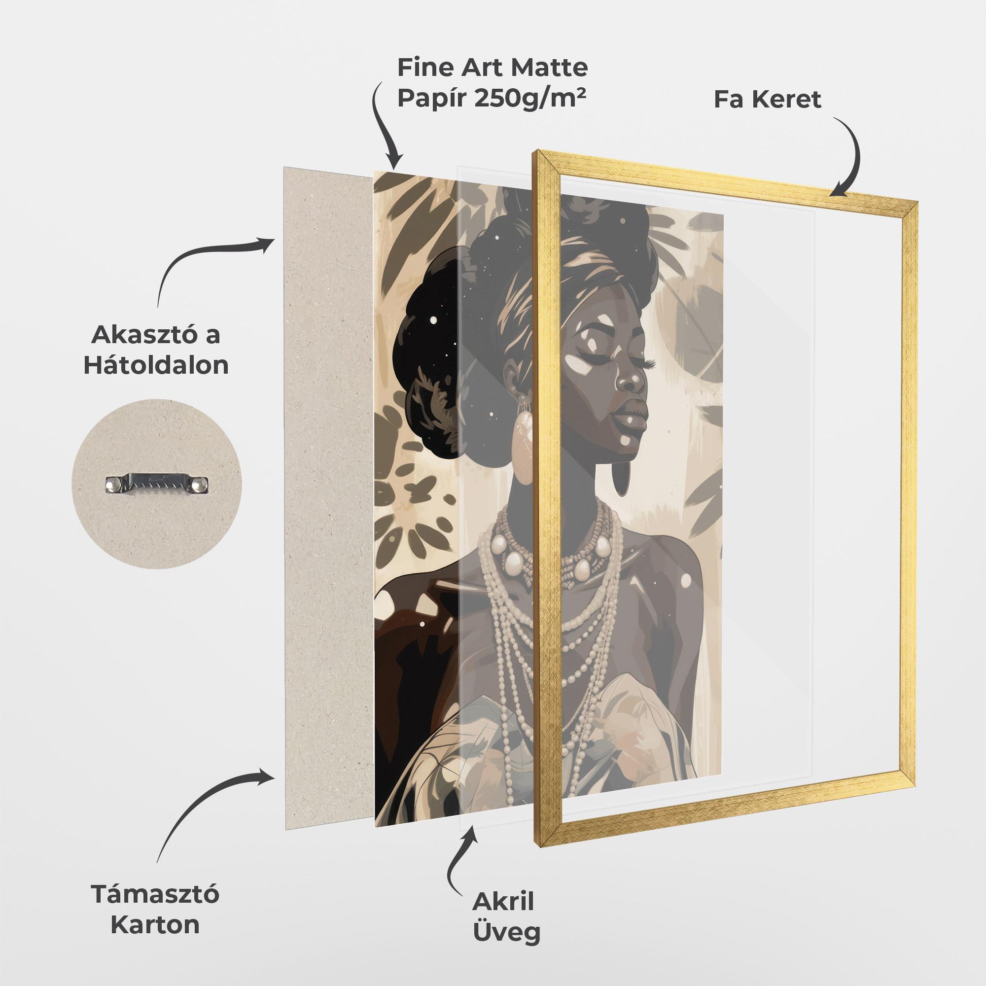 Keretezett Poszter Wearing Necklace Graphic mockup 1