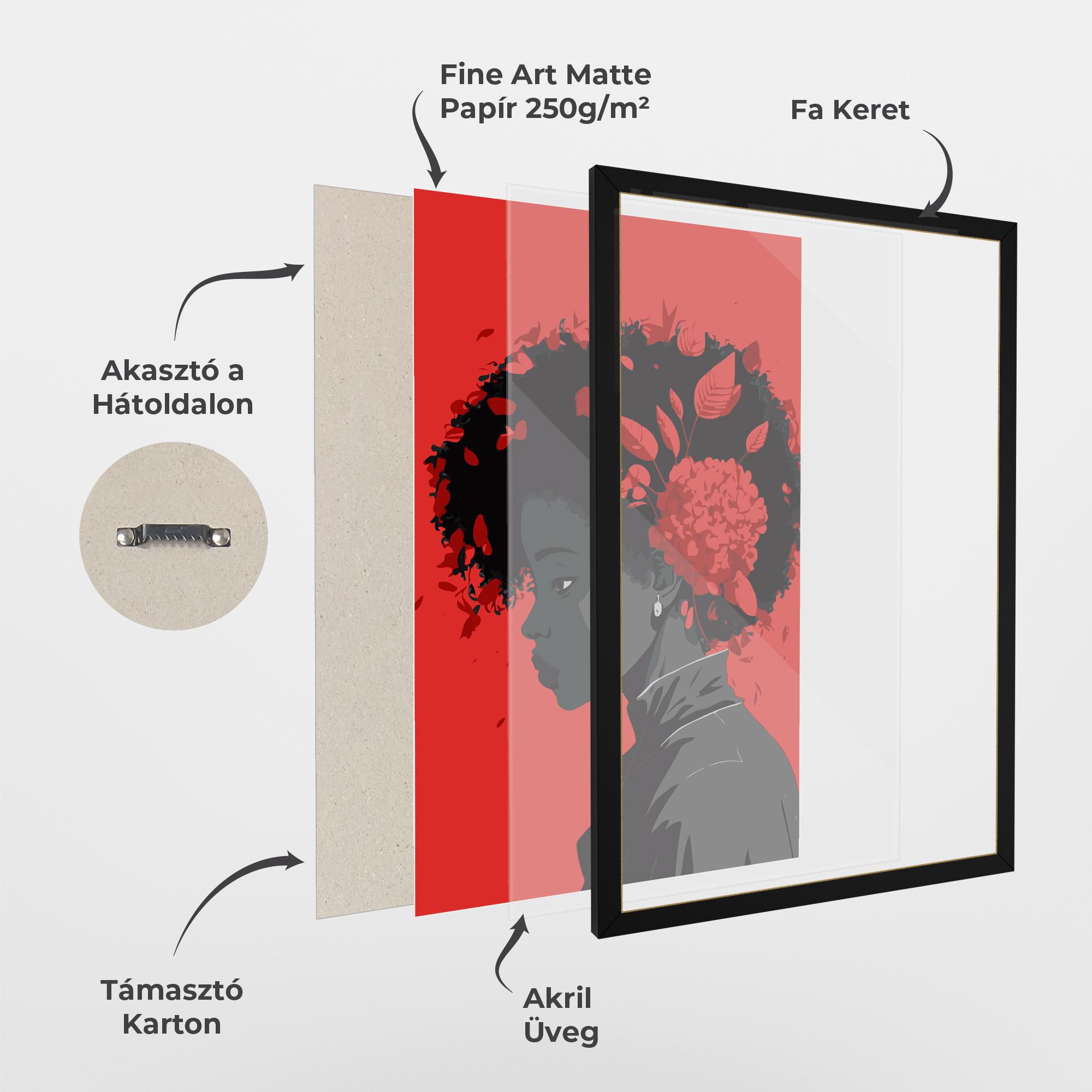 Keretezett Poszter African Red Flower mockup 1