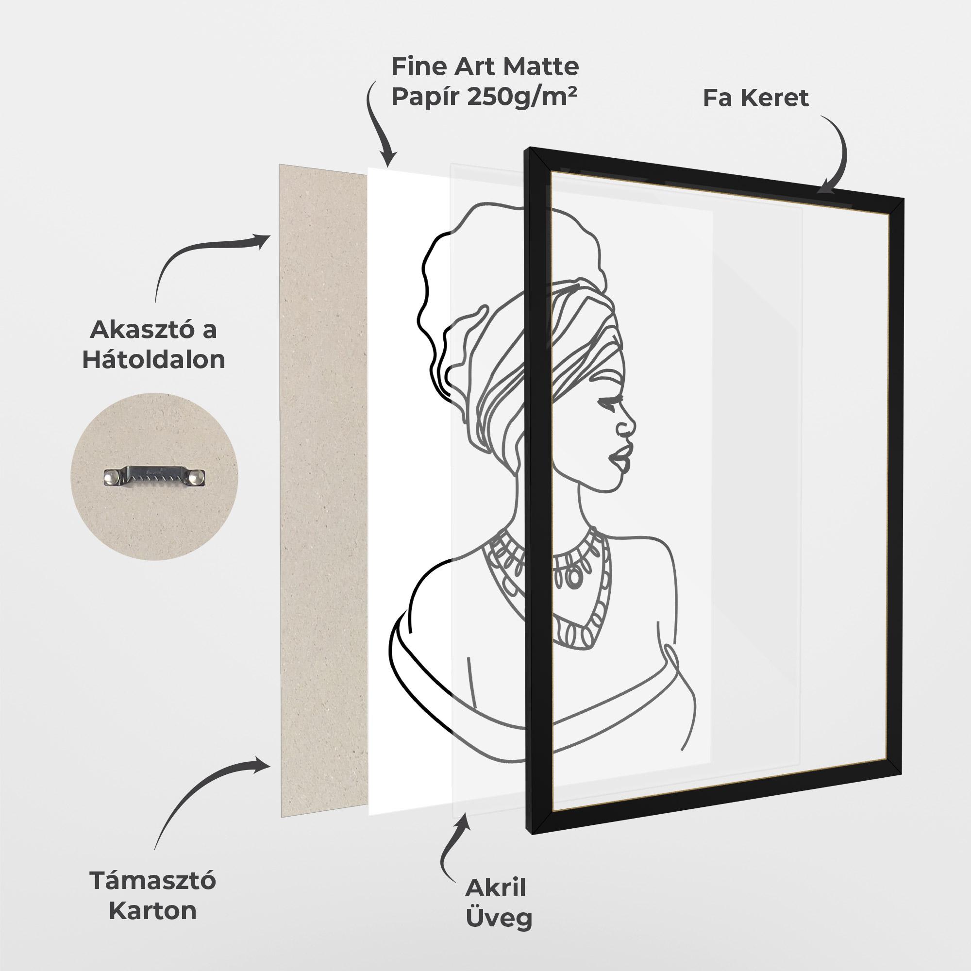 Keretezett Poszter Black Line African mockup 1