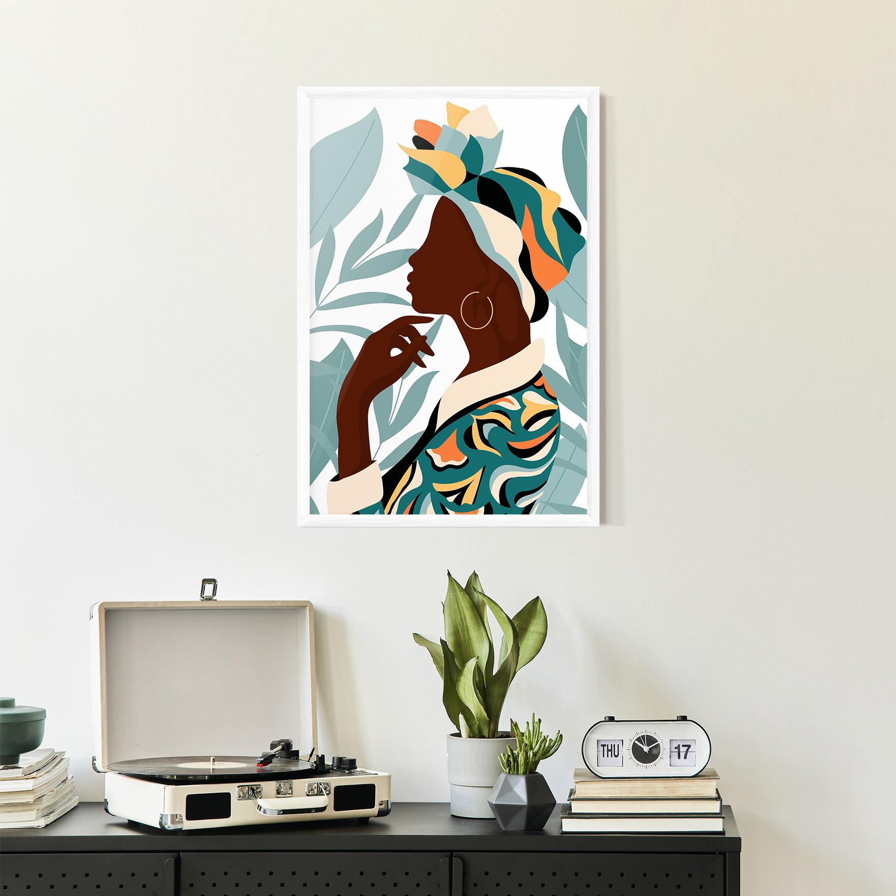 Keretezett Poszter Gold African Earring mockup 2