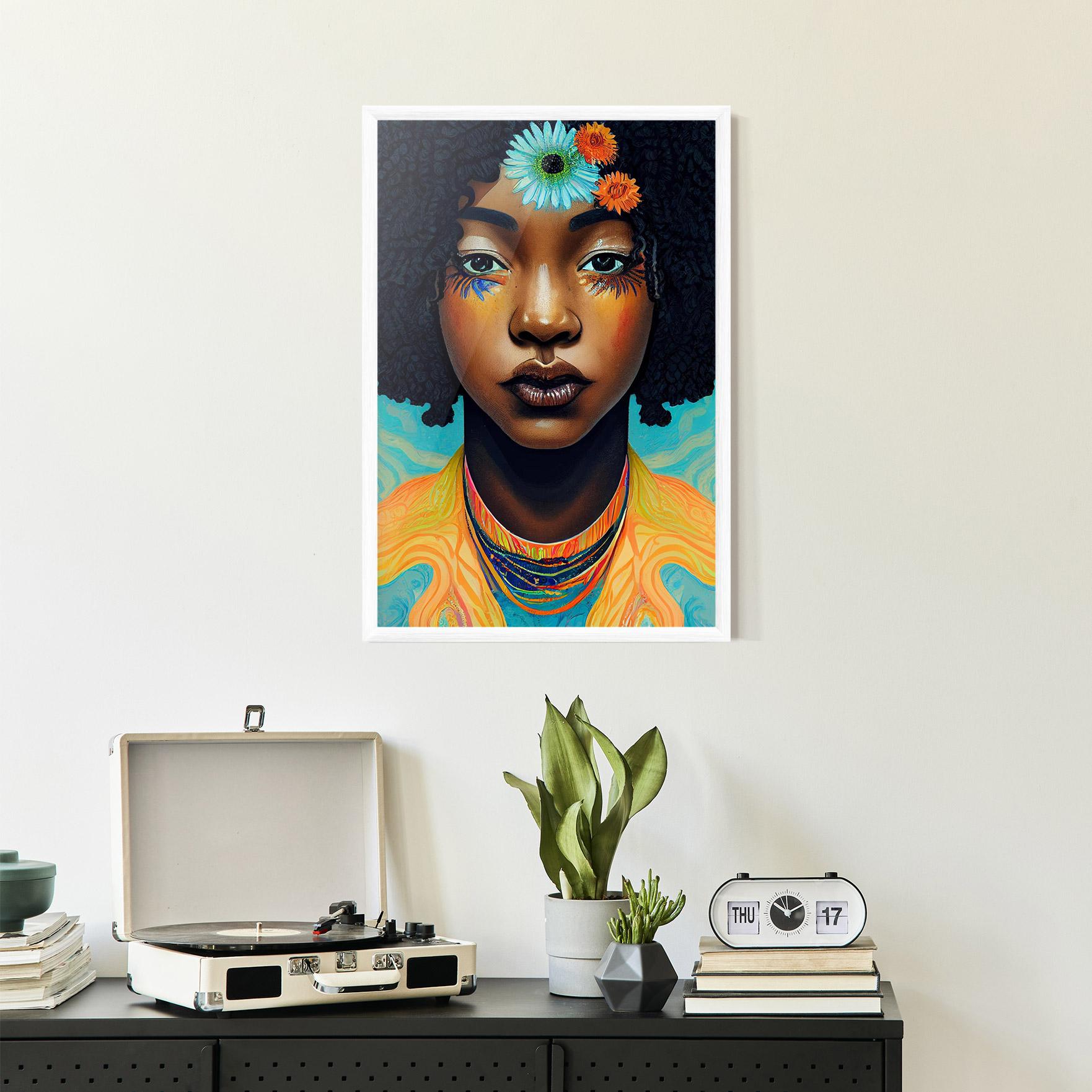 Keretezett Poszter Portrait With Flowers mockup 2