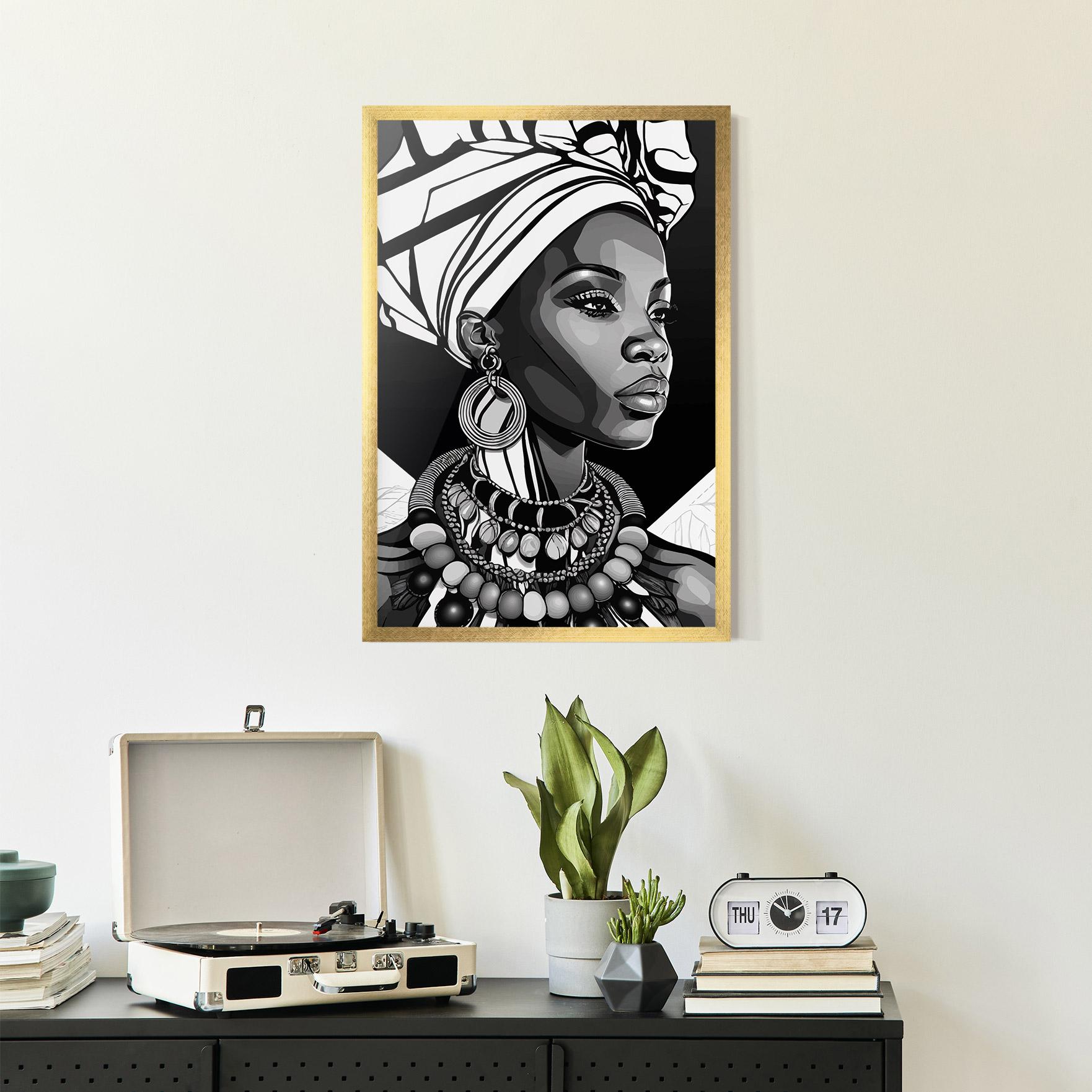 Keretezett Poszter Black White African mockup 2