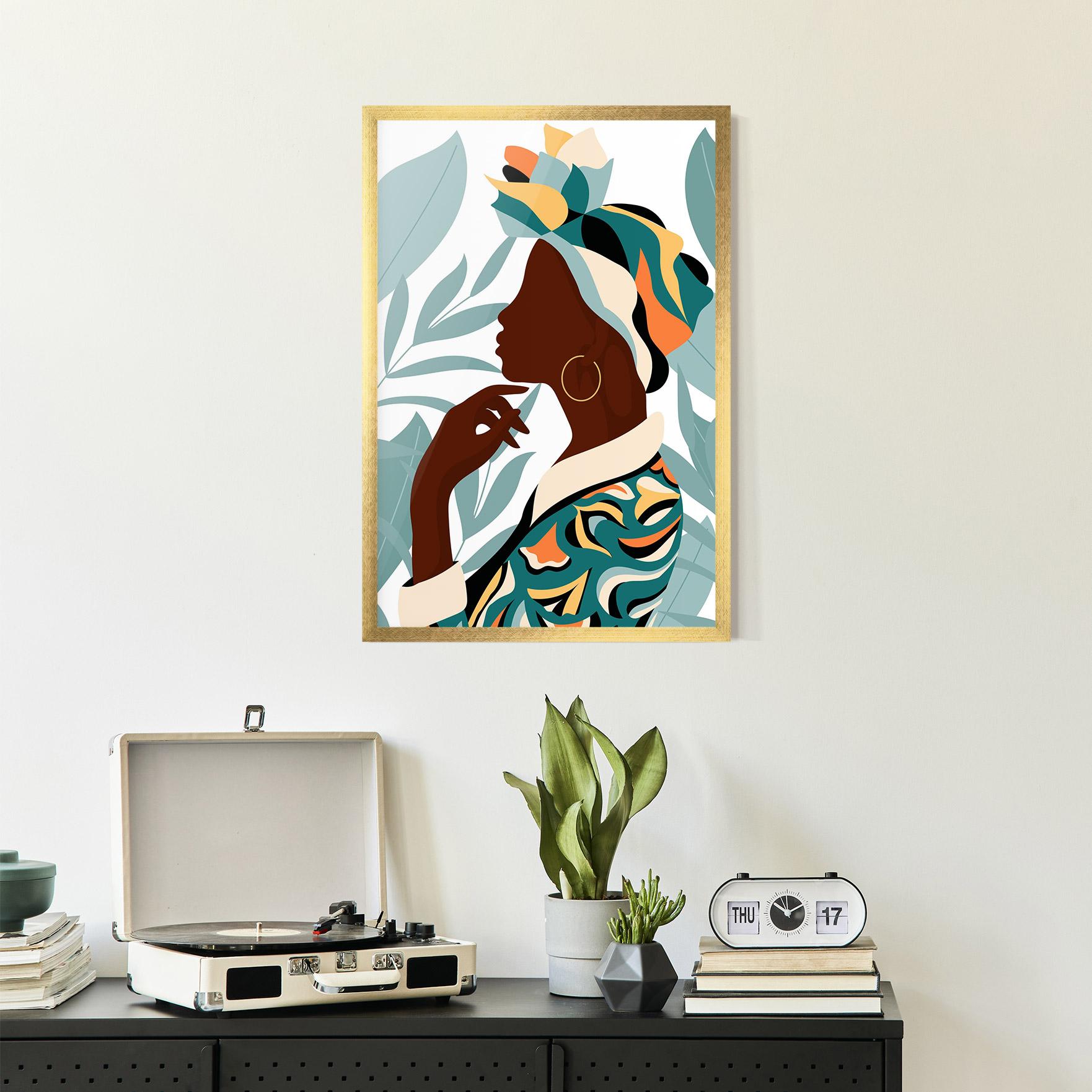 Keretezett Poszter Gold African Earring mockup 2