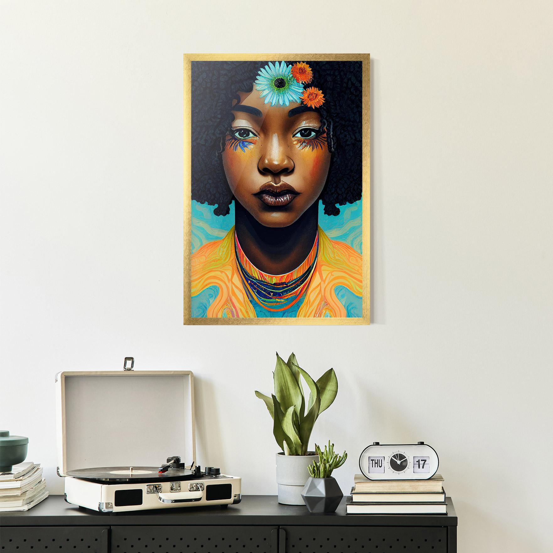 Keretezett Poszter Portrait With Flowers mockup 2