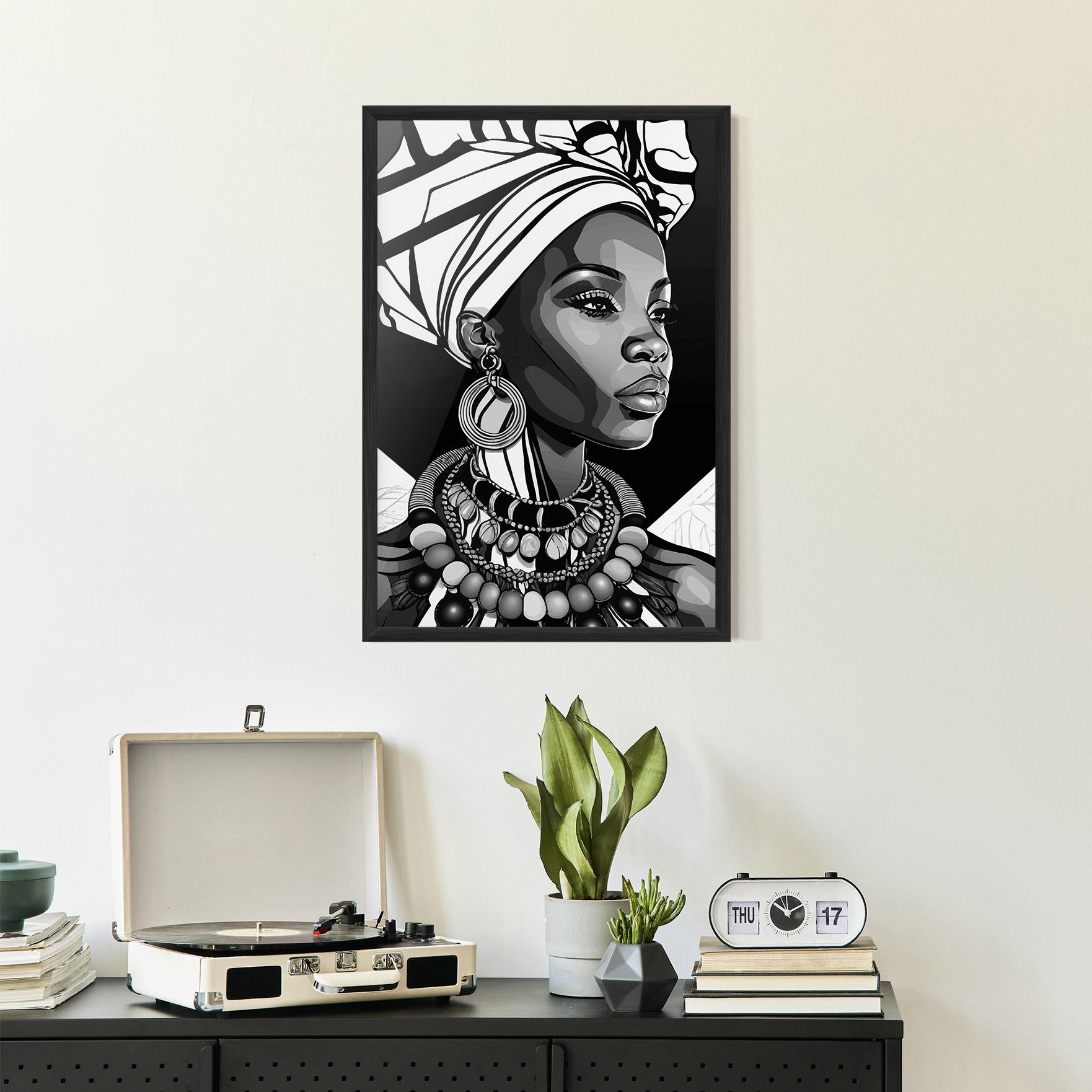 Keretezett Poszter Black White African mockup 2