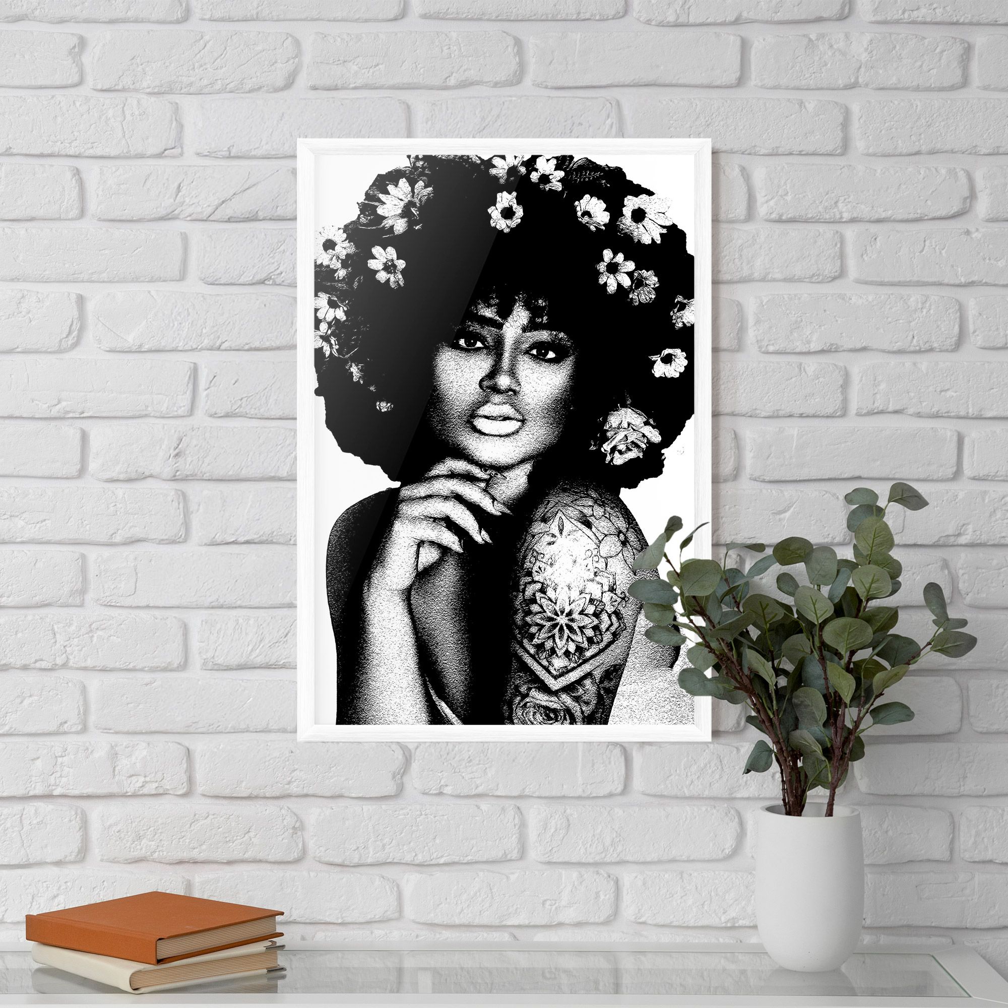 Flower African Woman mockup 5