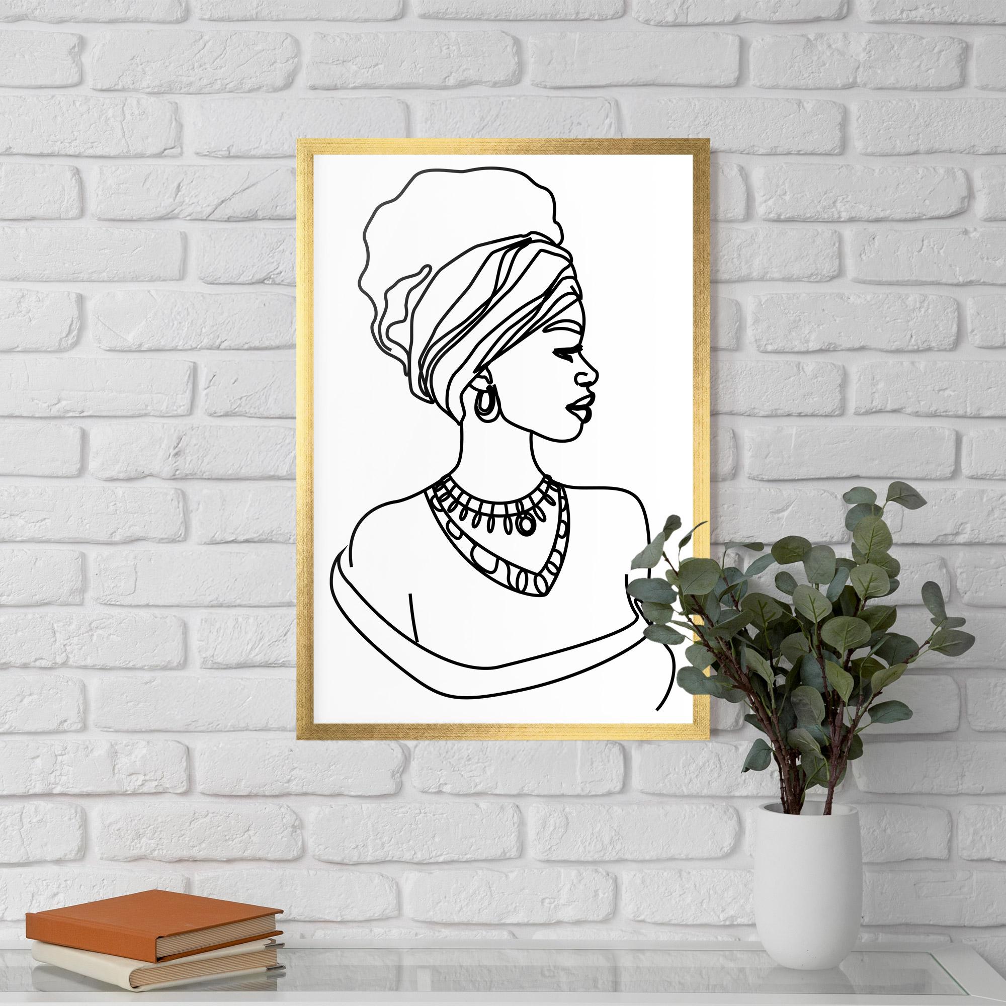 Keretezett Poszter Black Line African mockup 5