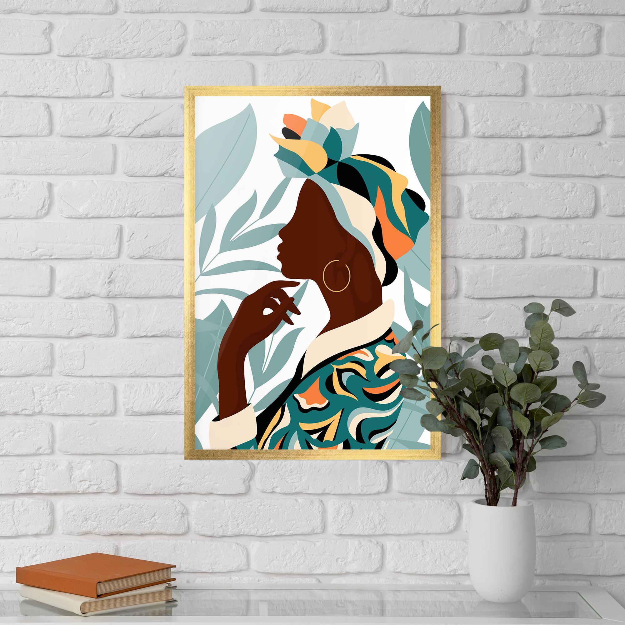 Keretezett Poszter Gold African Earring mockup 5