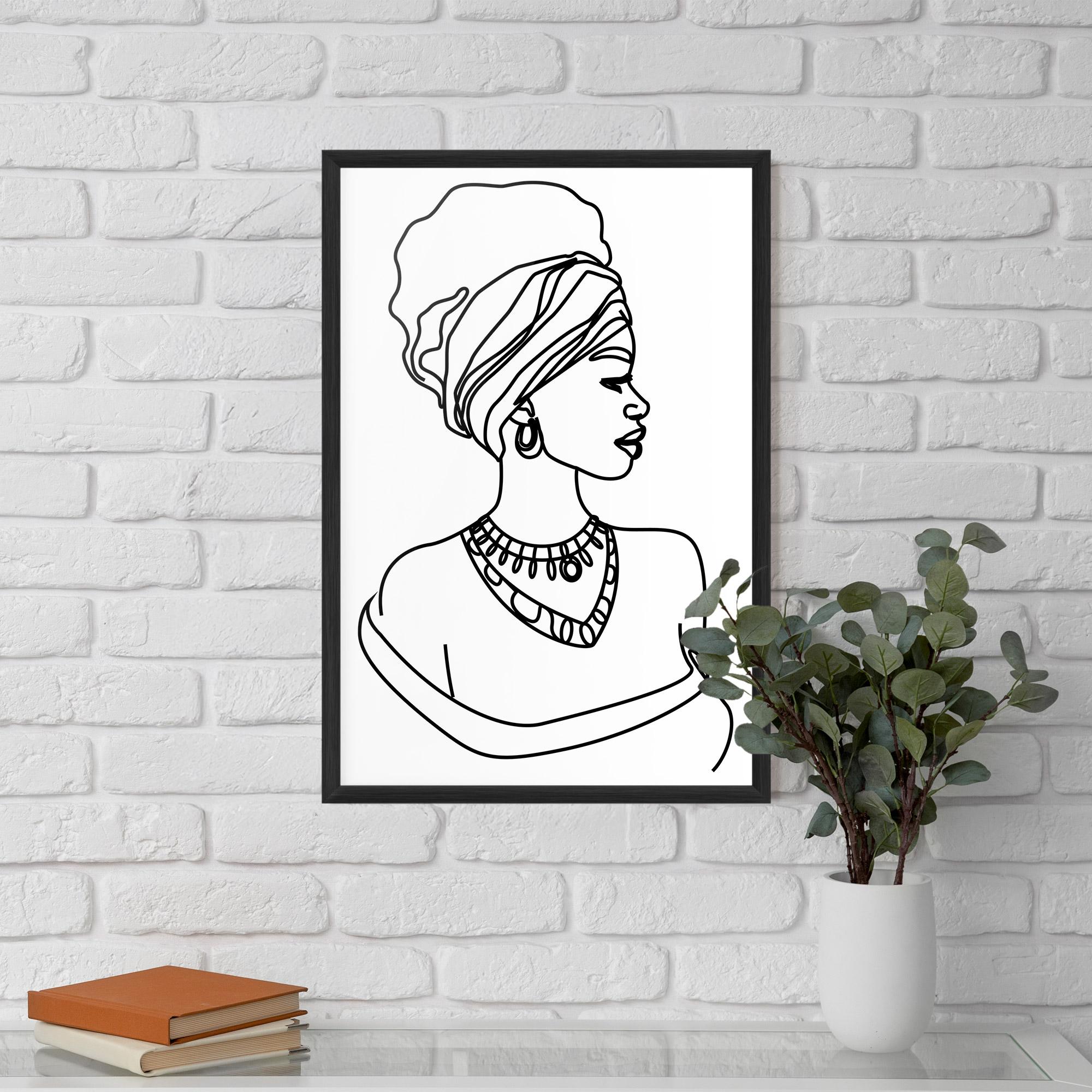 Keretezett Poszter Black Line African mockup 5