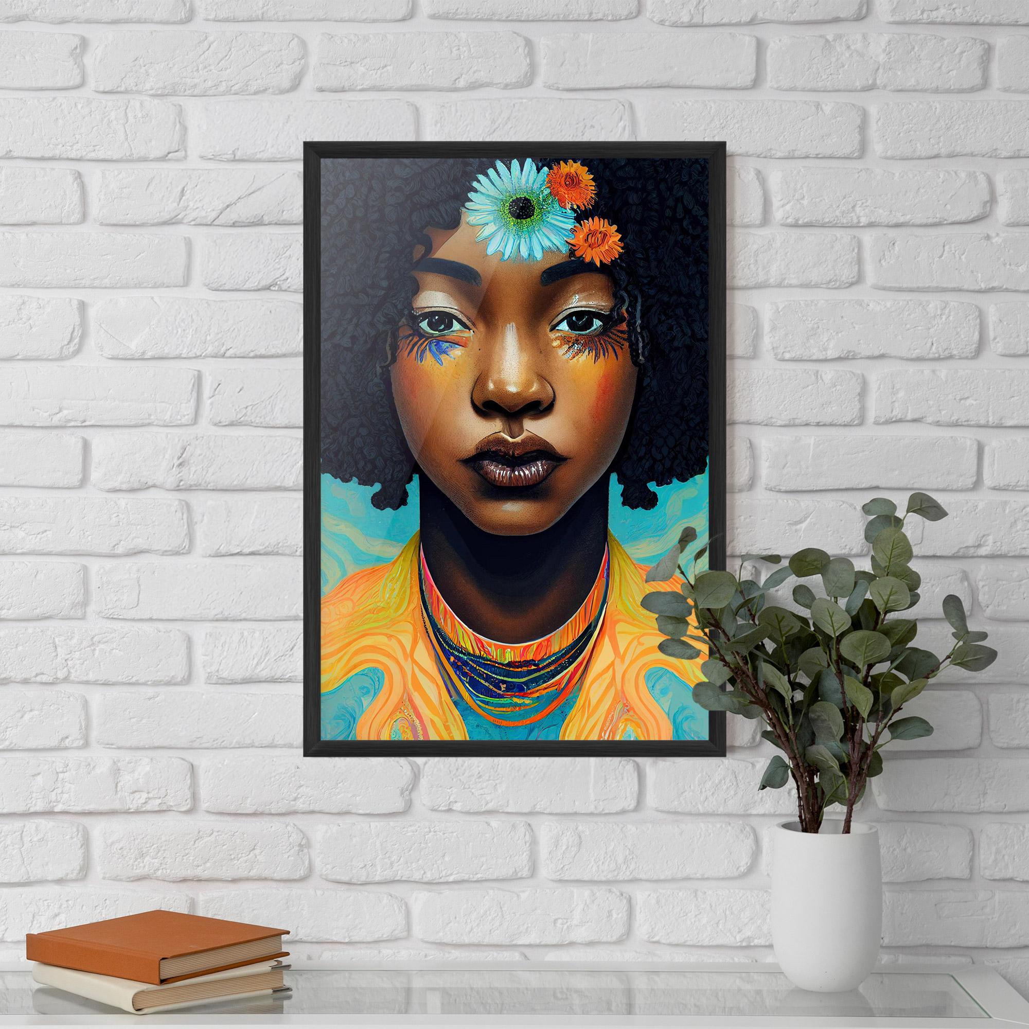 Keretezett Poszter Portrait With Flowers mockup 5