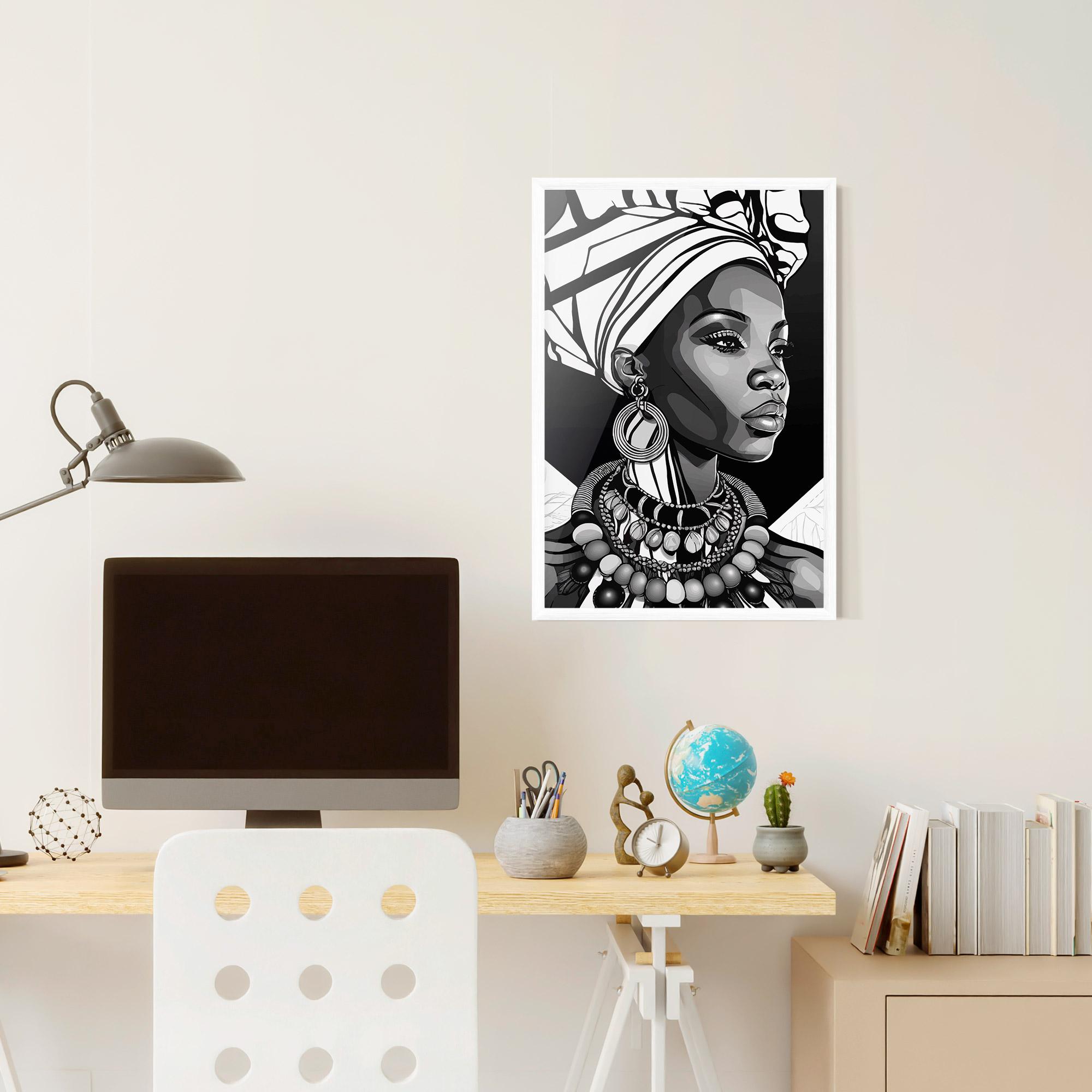 Keretezett Poszter Black White African mockup 6