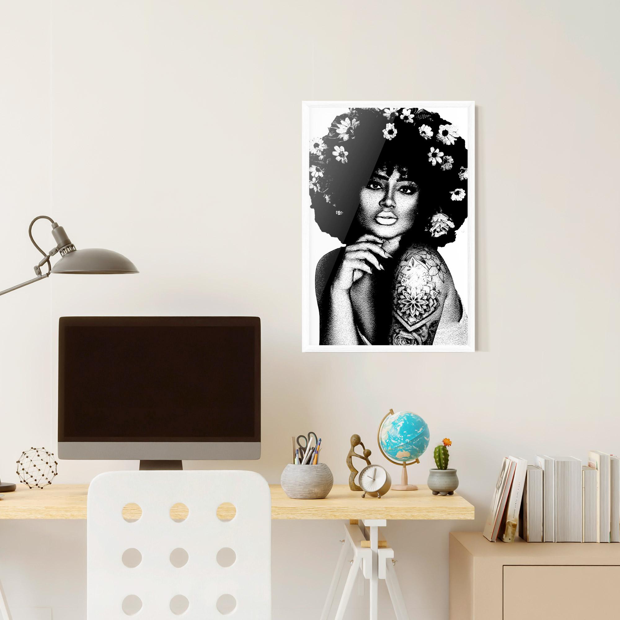 Keretezett Poszter Flower African Woman mockup 6