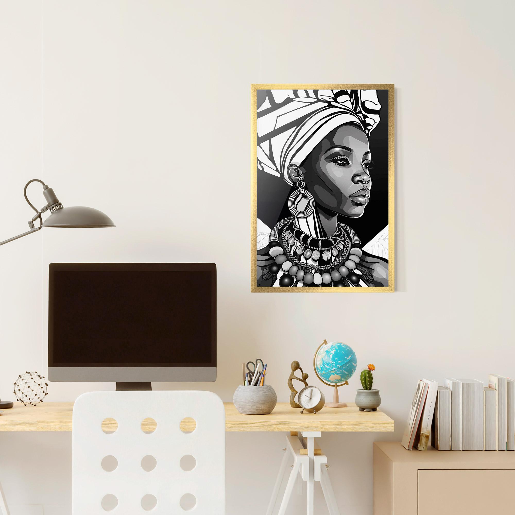Keretezett Poszter Black White African mockup 6