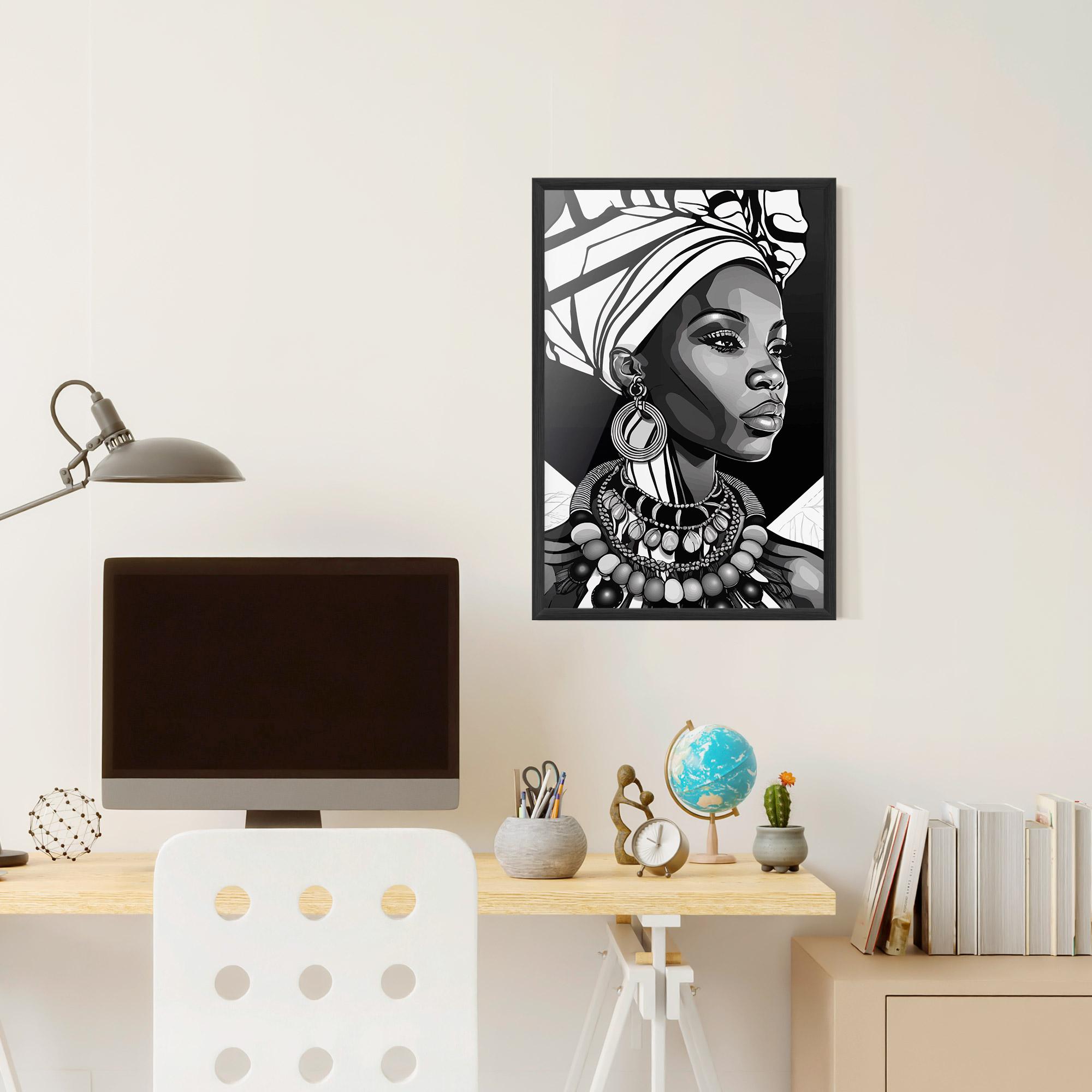 Keretezett Poszter Black White African mockup 6
