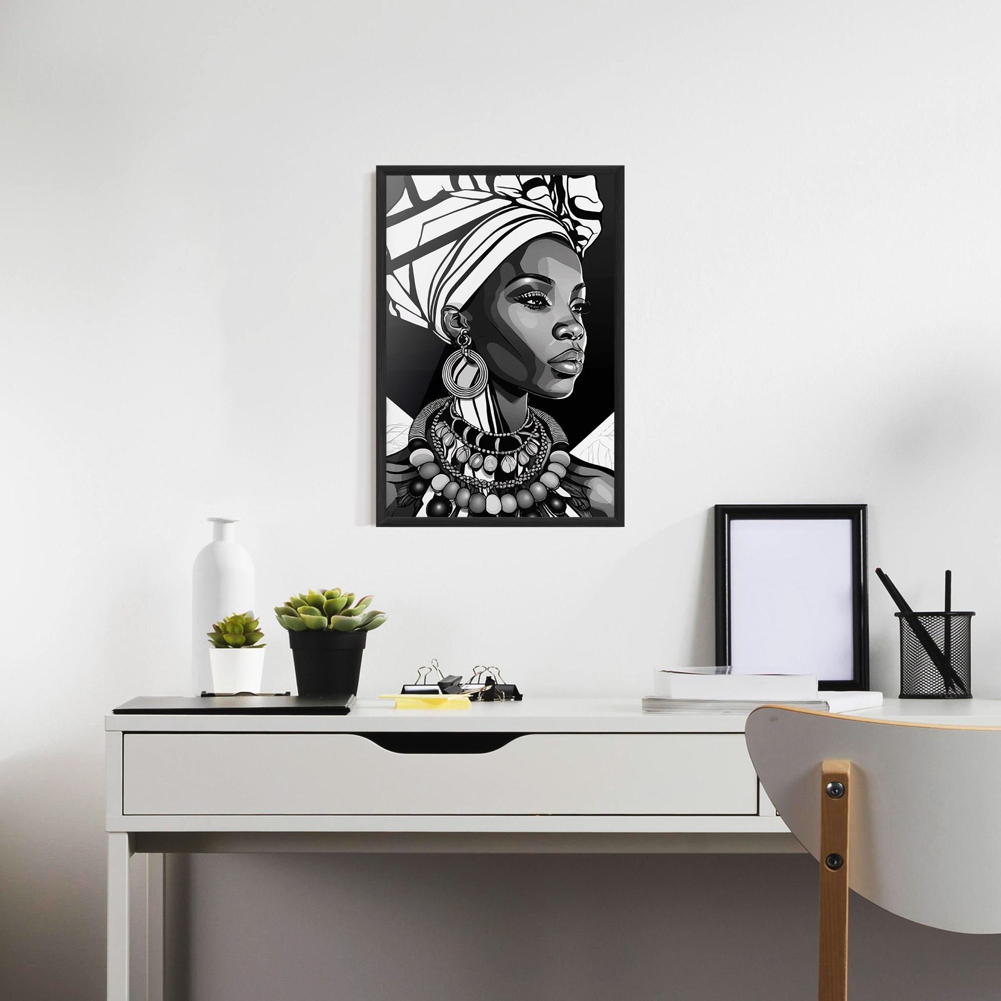 Keretezett Poszter Black White African mockup 7