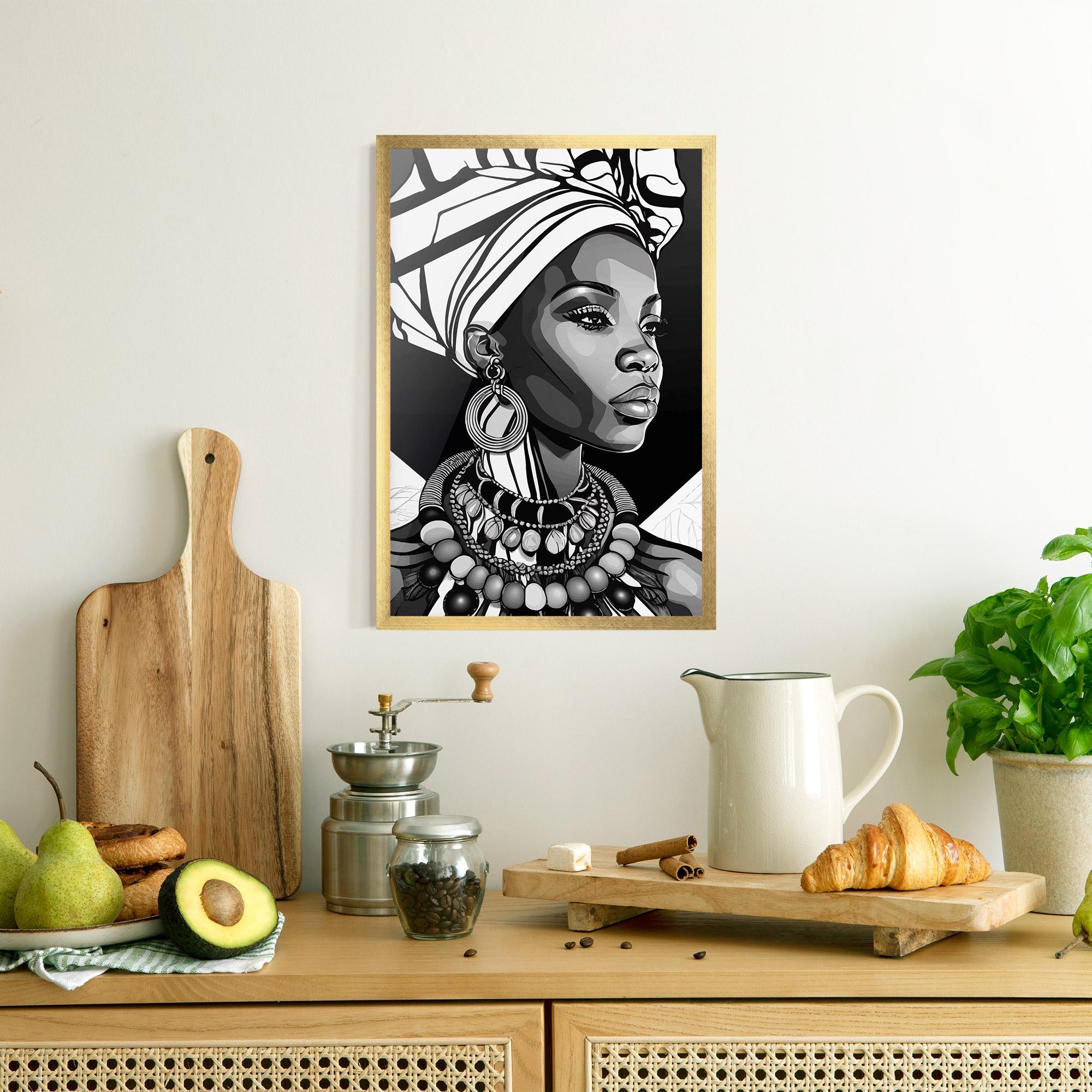 Keretezett Poszter Black White African mockup 8