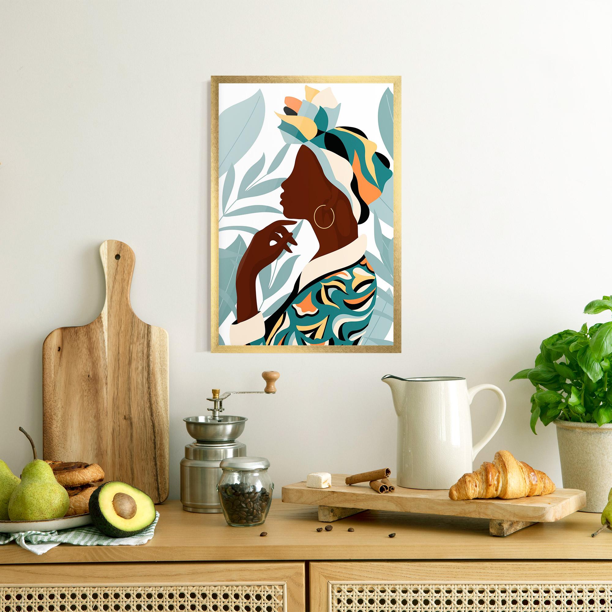 Keretezett Poszter Gold African Earring mockup 8