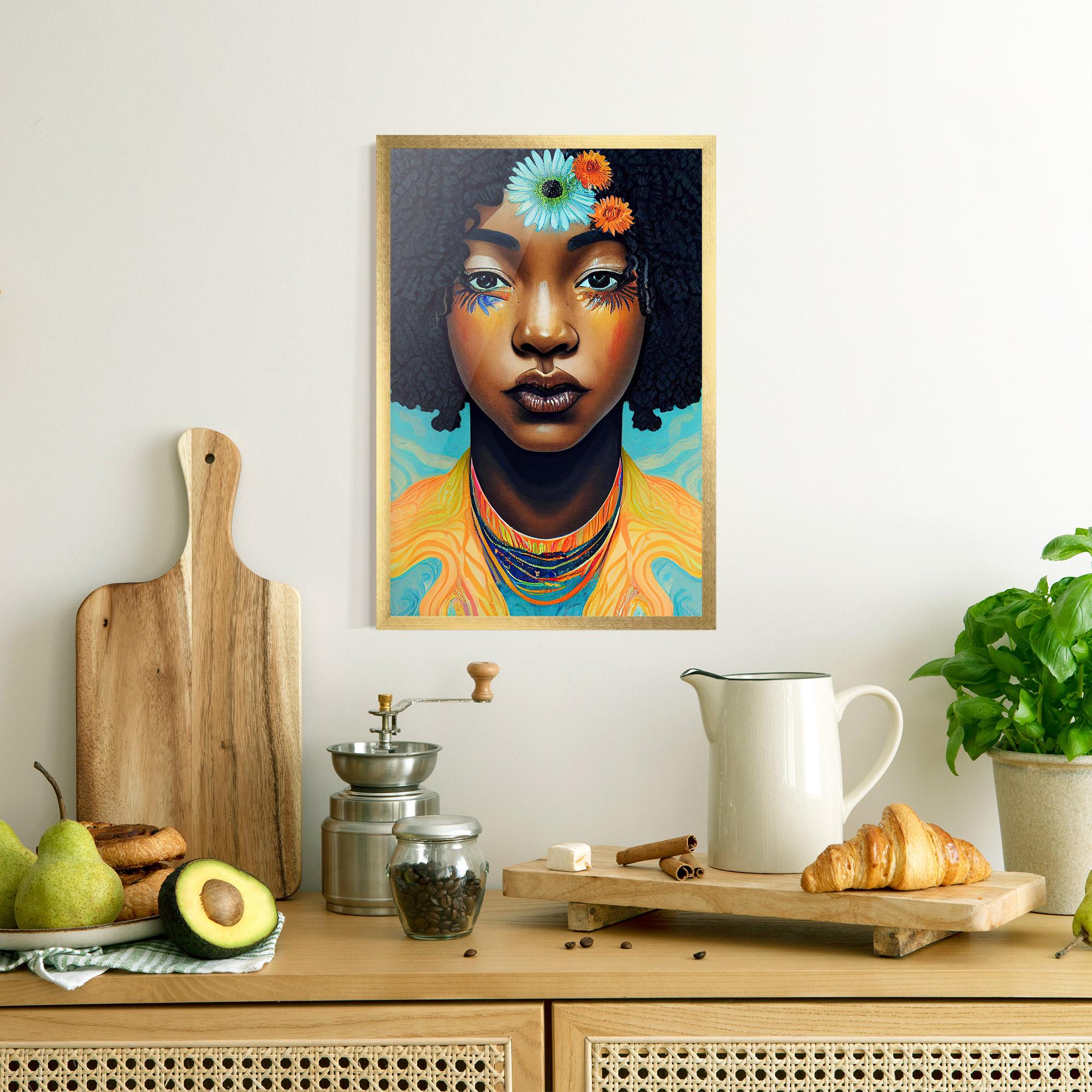 Keretezett Poszter Portrait With Flowers mockup 8