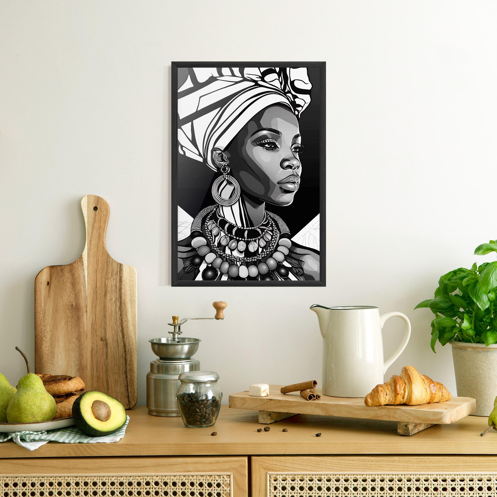 Keretezett Poszter Black White African mockup 8