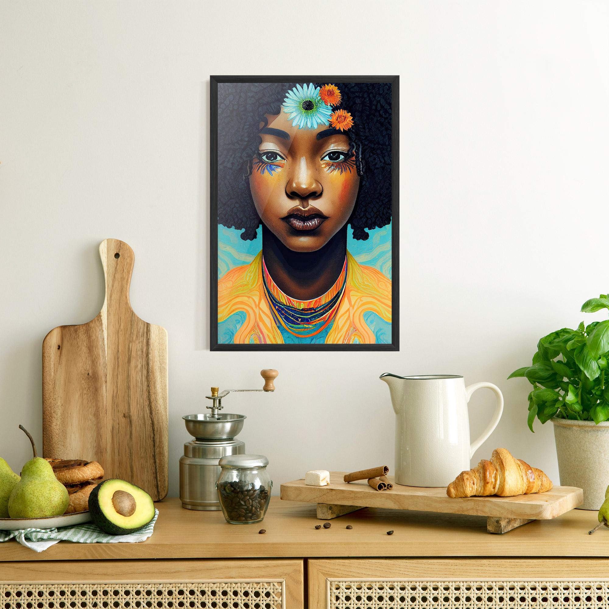 Keretezett Poszter Portrait With Flowers mockup 8