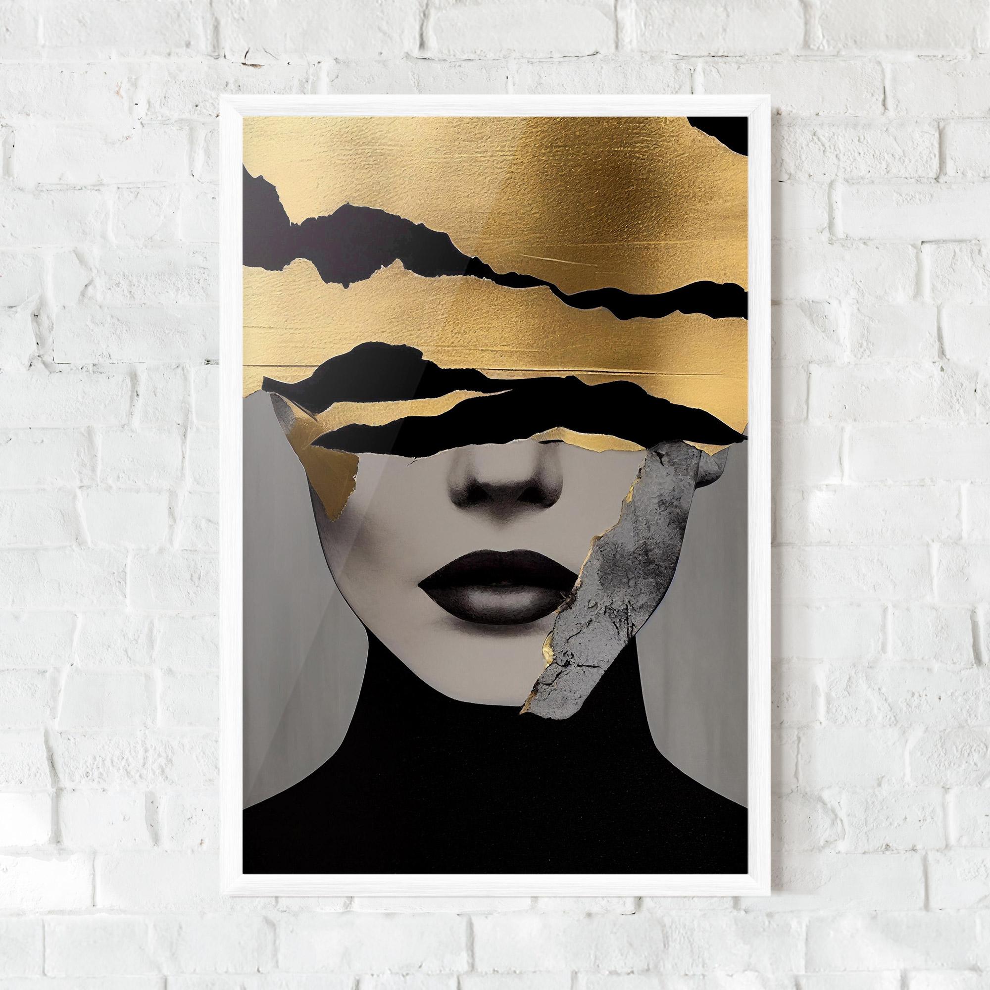 Keretezett Poszter Grey Gold Lips mockup 0
