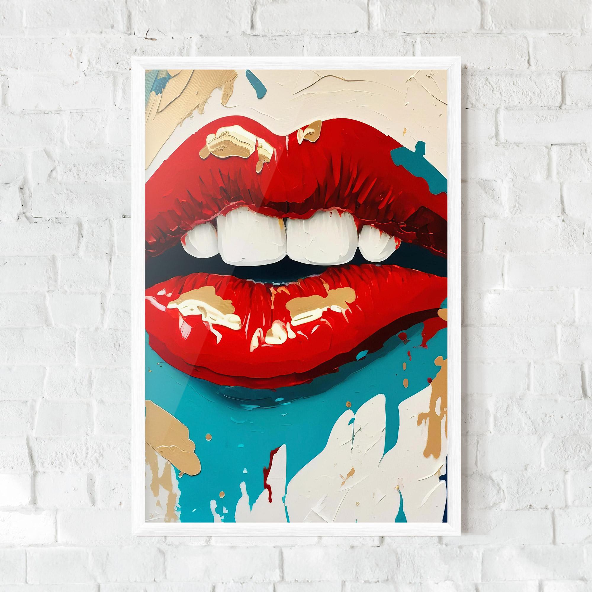 Keretezett Poszter Red Gold Lips mockup 0