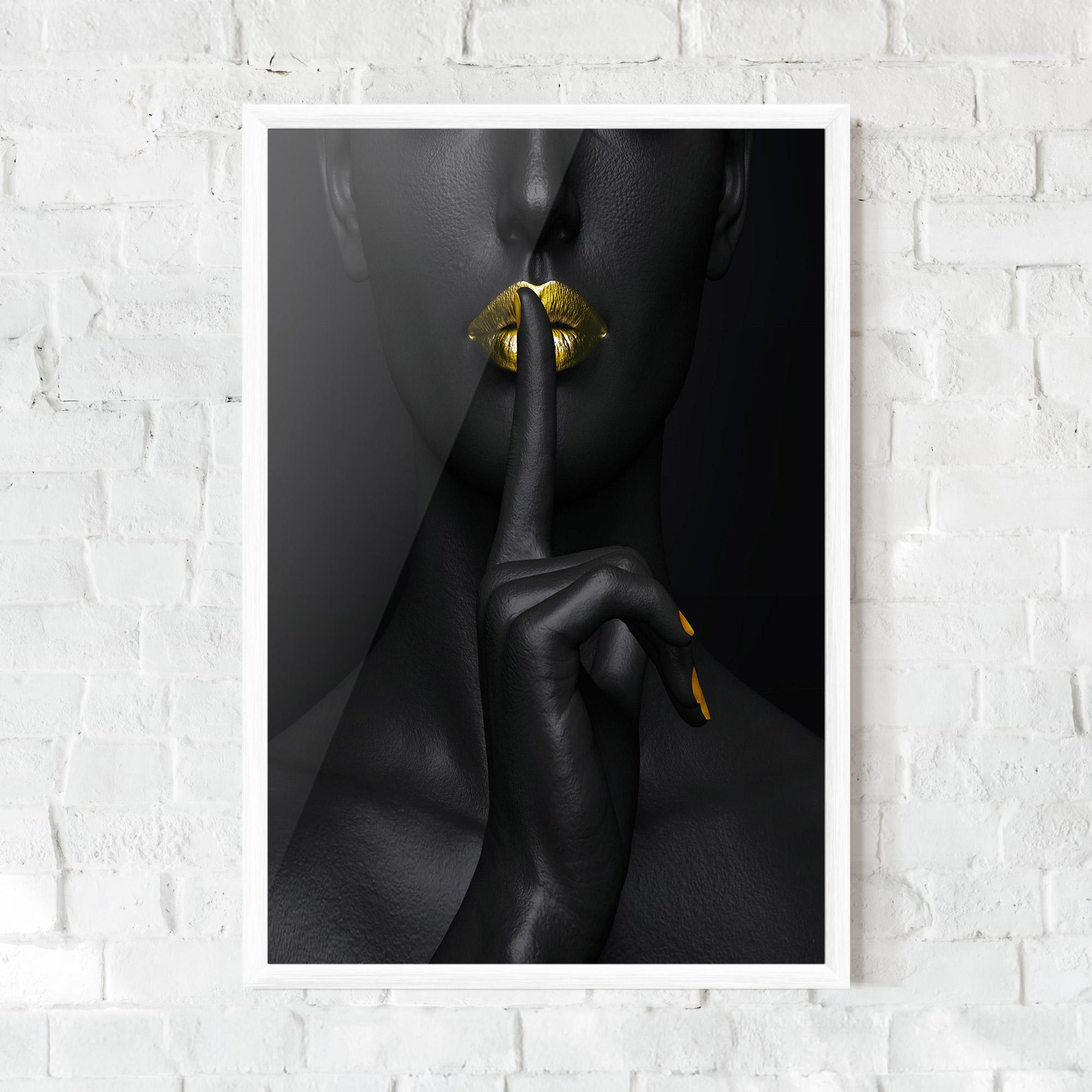 Keretezett Poszter Silence Lips Portrait mockup 0