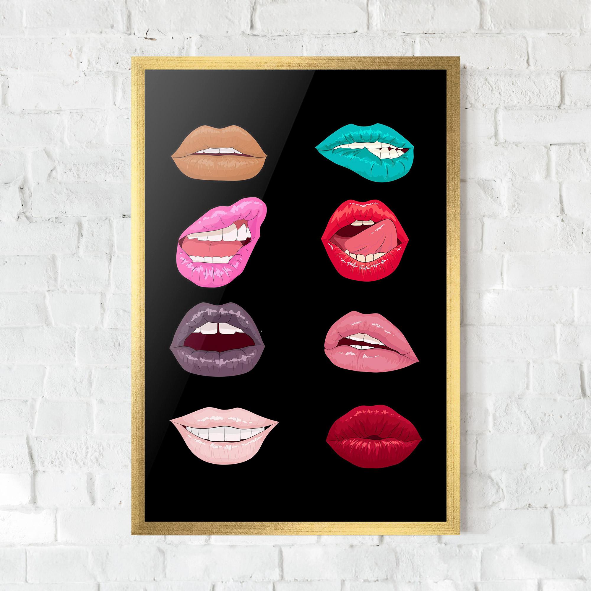 Keretezett Poszter Colorful Lips mockup 0
