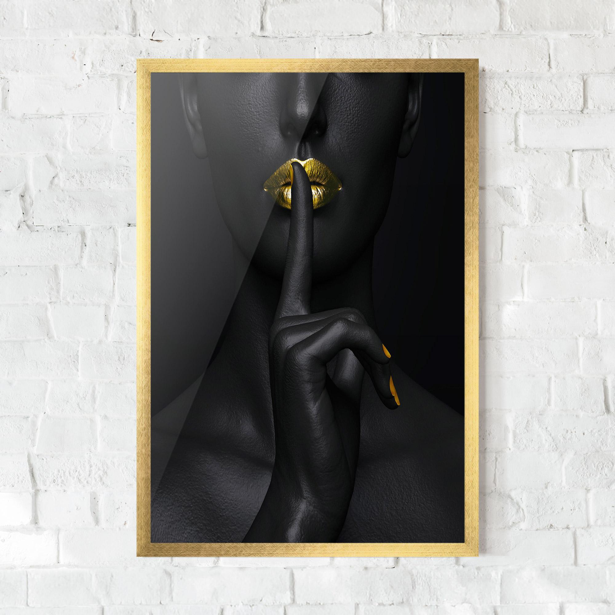 Keretezett Poszter Silence Lips Portrait mockup 0