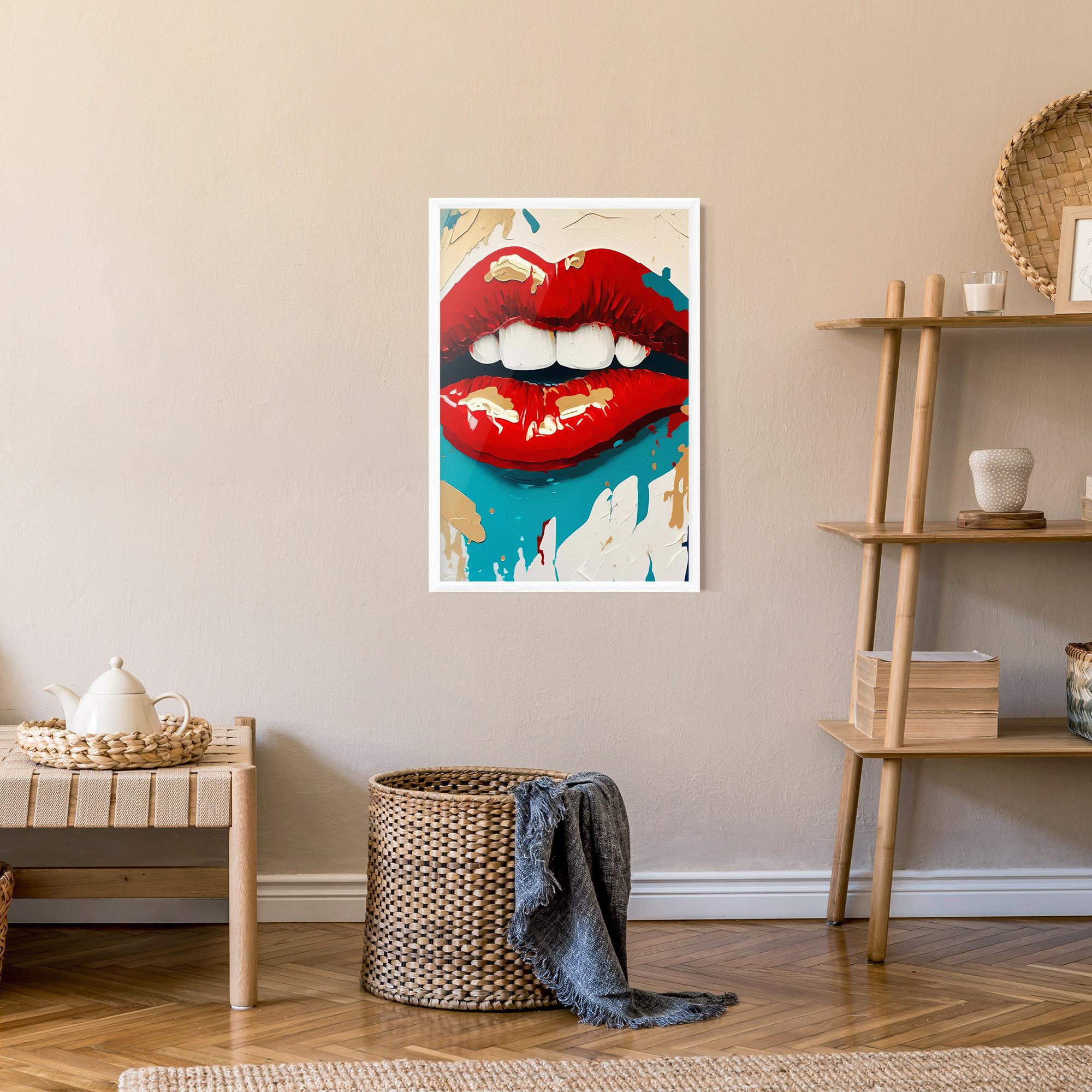 Keretezett Poszter Red Gold Lips mockup 9
