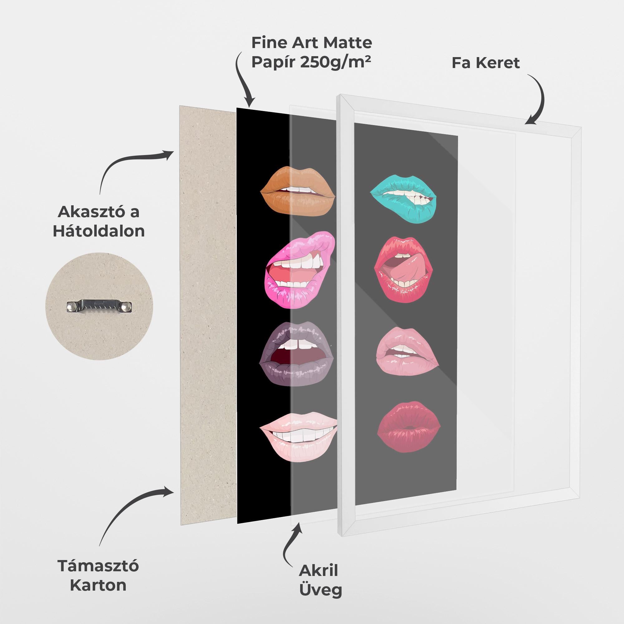 Keretezett Poszter Colorful Lips mockup 1
