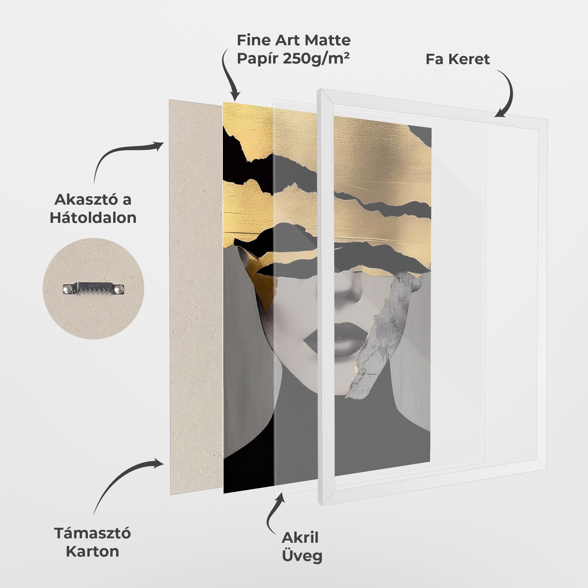 Keretezett Poszter Grey Gold Lips mockup 1