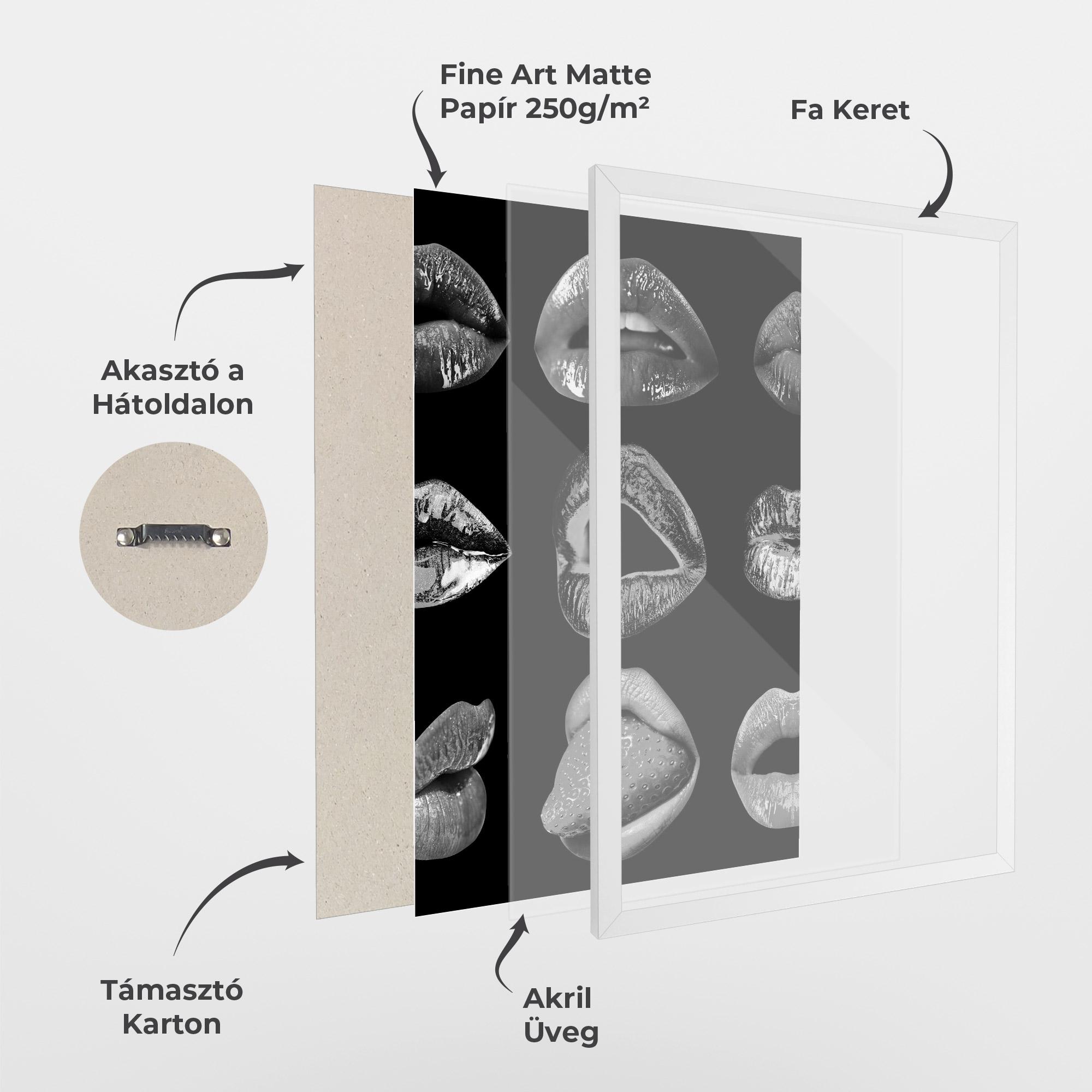 Keretezett Poszter Grey Lips Collage mockup 1