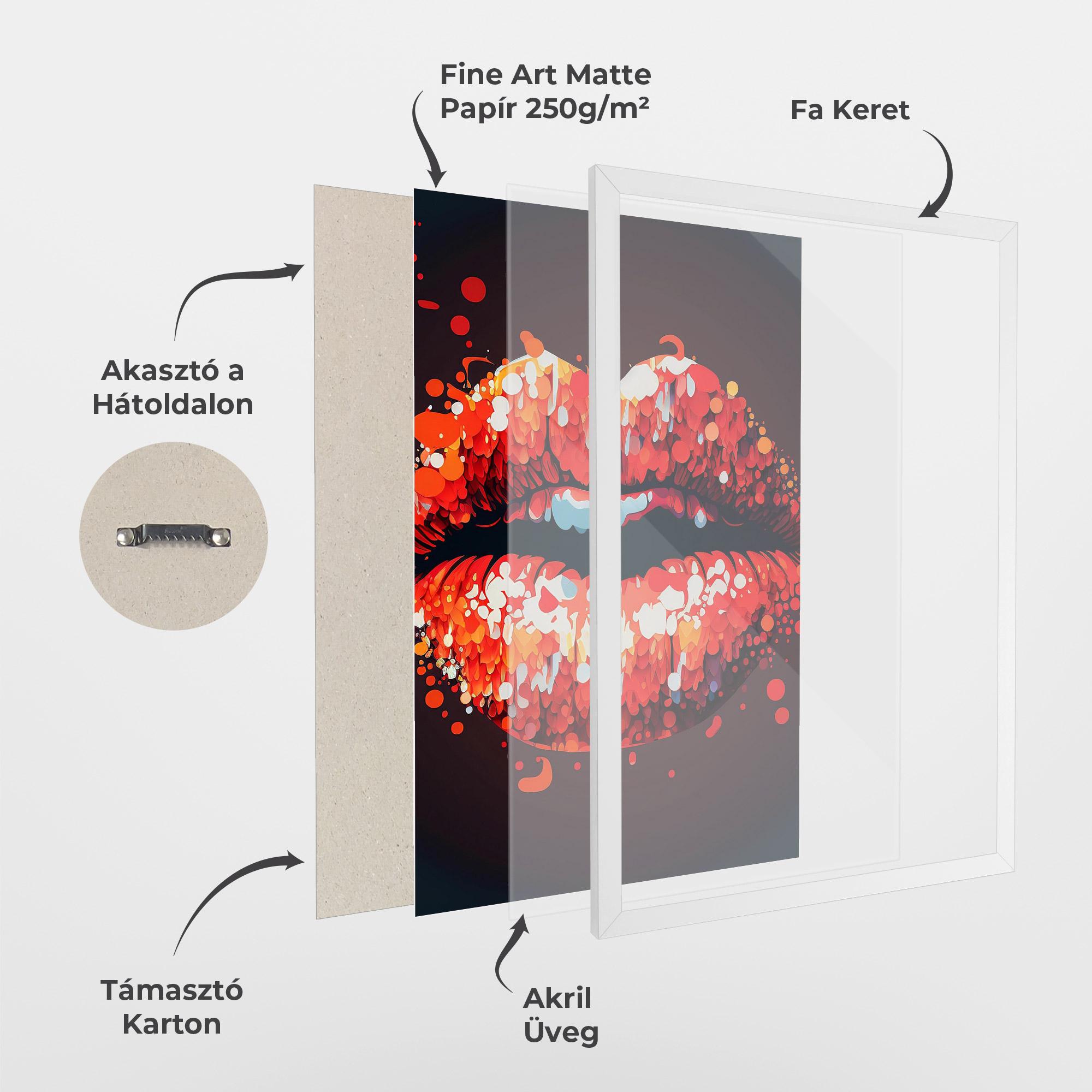 Keretezett Poszter Red Lips With Word Lips It mockup 1