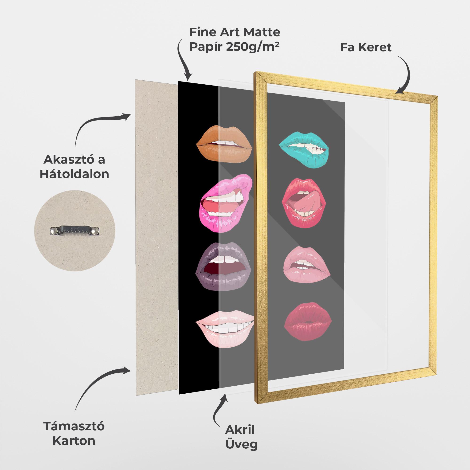 Keretezett Poszter Colorful Lips mockup 1