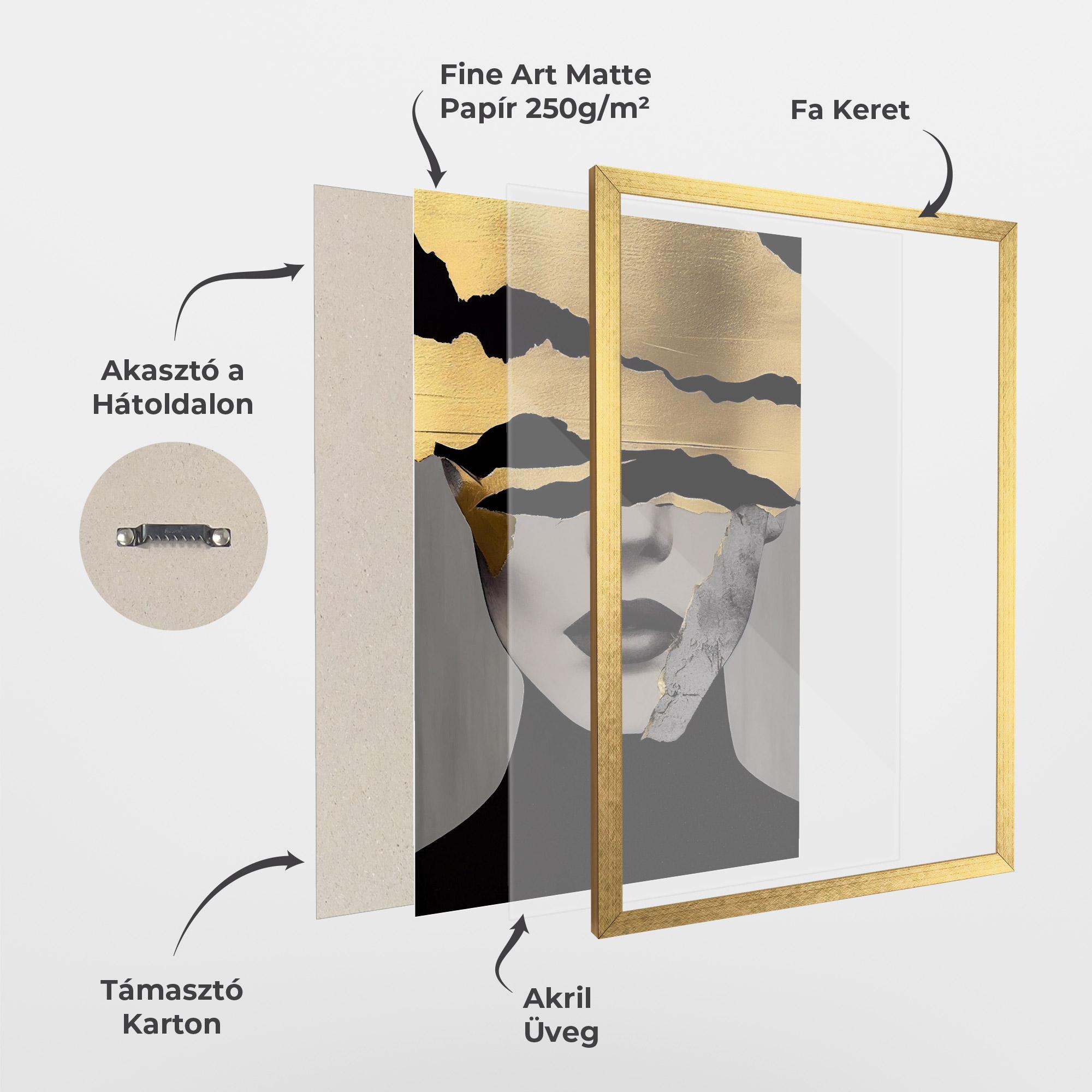 Keretezett Poszter Grey Gold Lips mockup 1