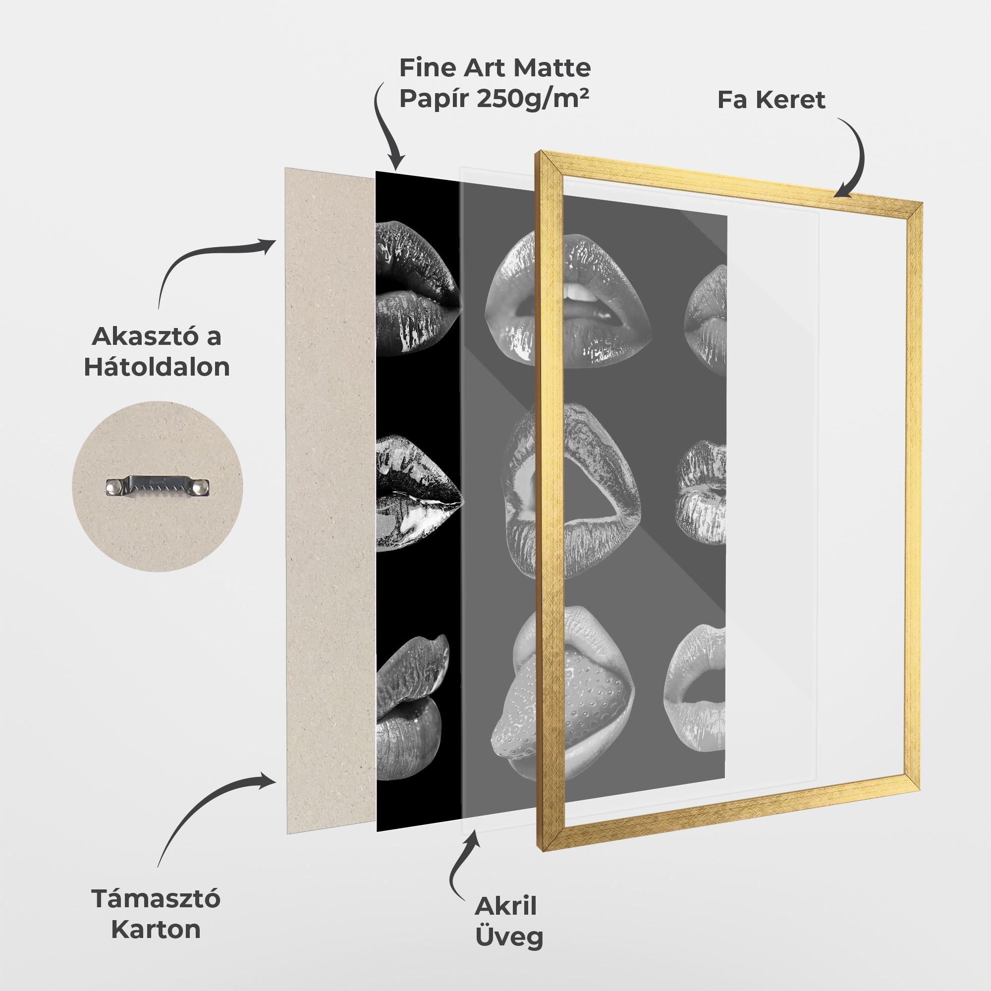 Keretezett Poszter Grey Lips Collage mockup 1