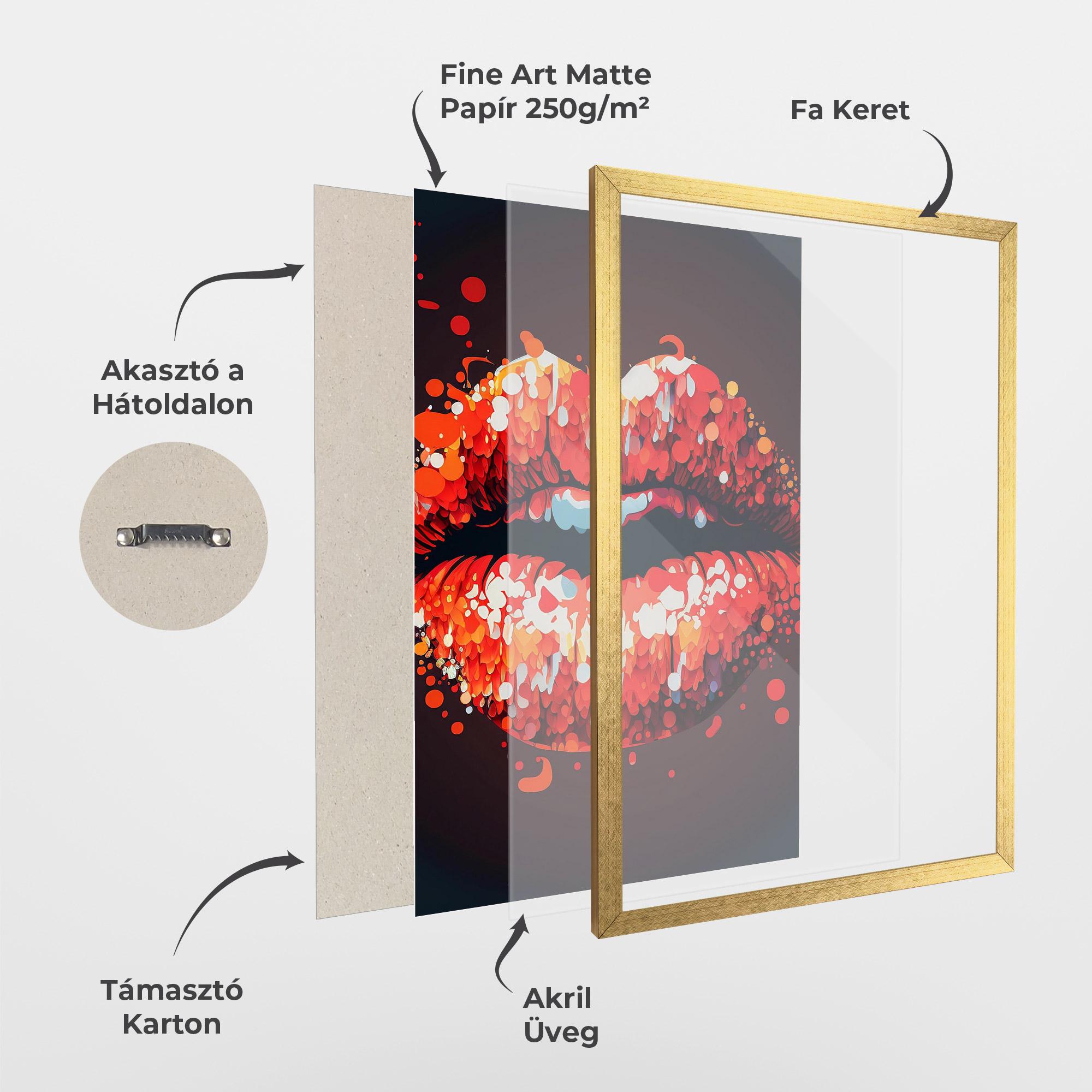 Keretezett Poszter Red Lips With Word Lips It mockup 1