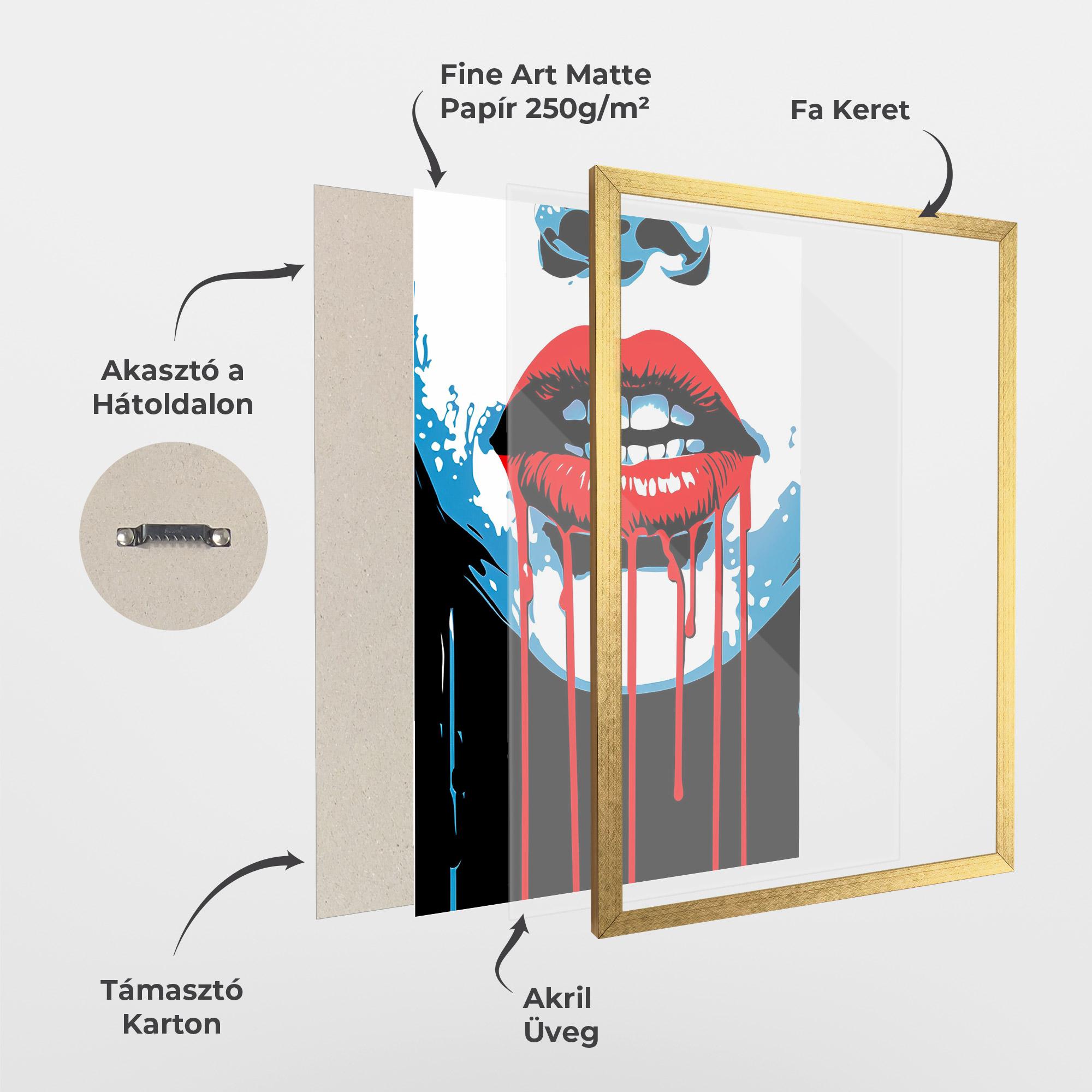 Keretezett Poszter Red Lipstick Flowing mockup 1
