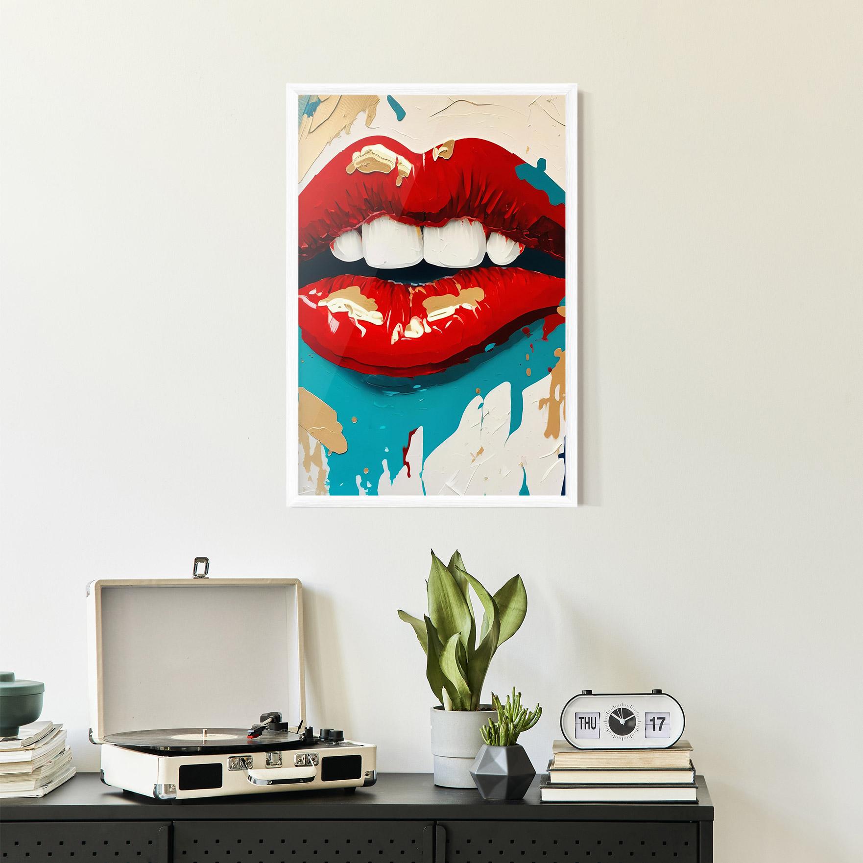 Keretezett Poszter Red Gold Lips mockup 2