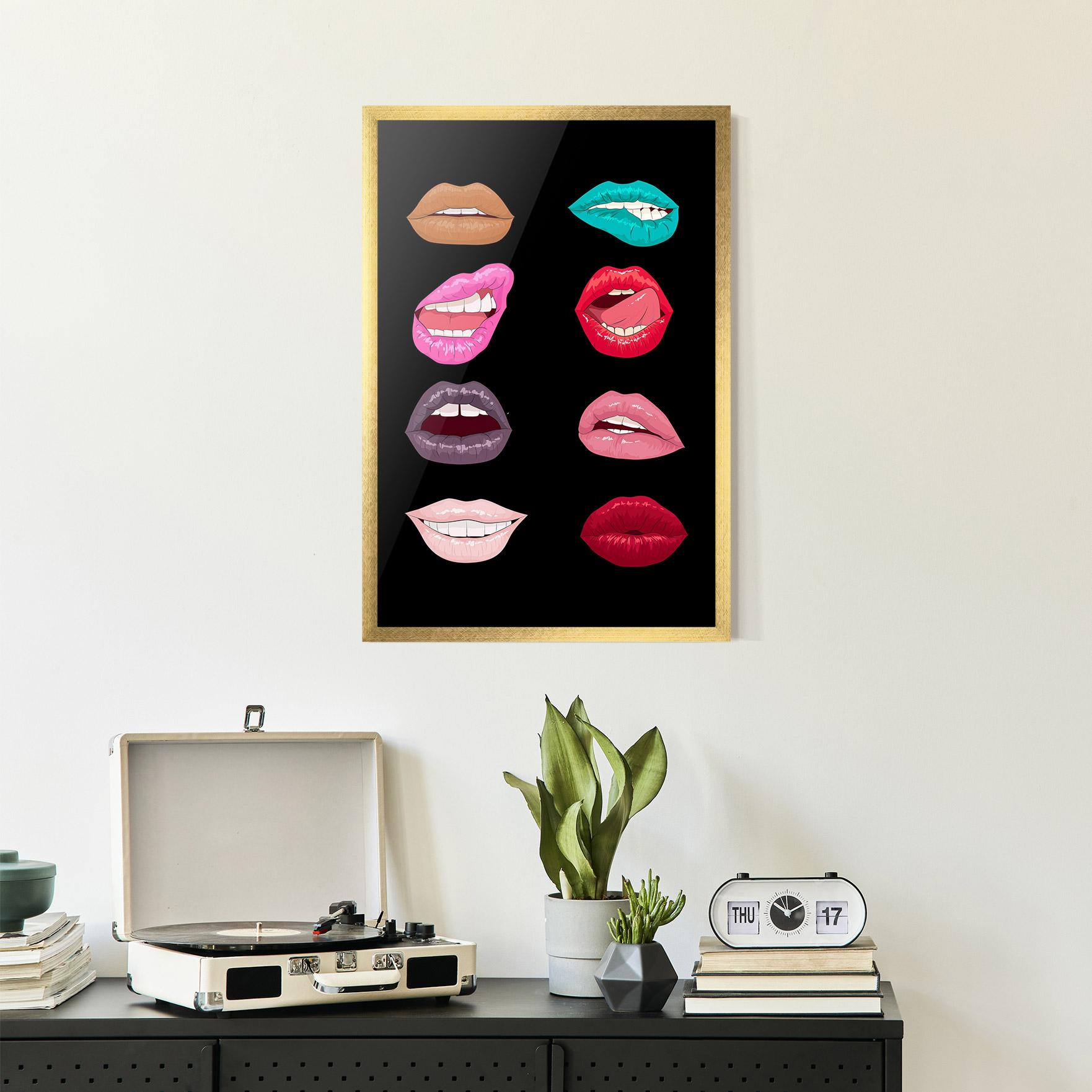 Keretezett Poszter Colorful Lips mockup 2
