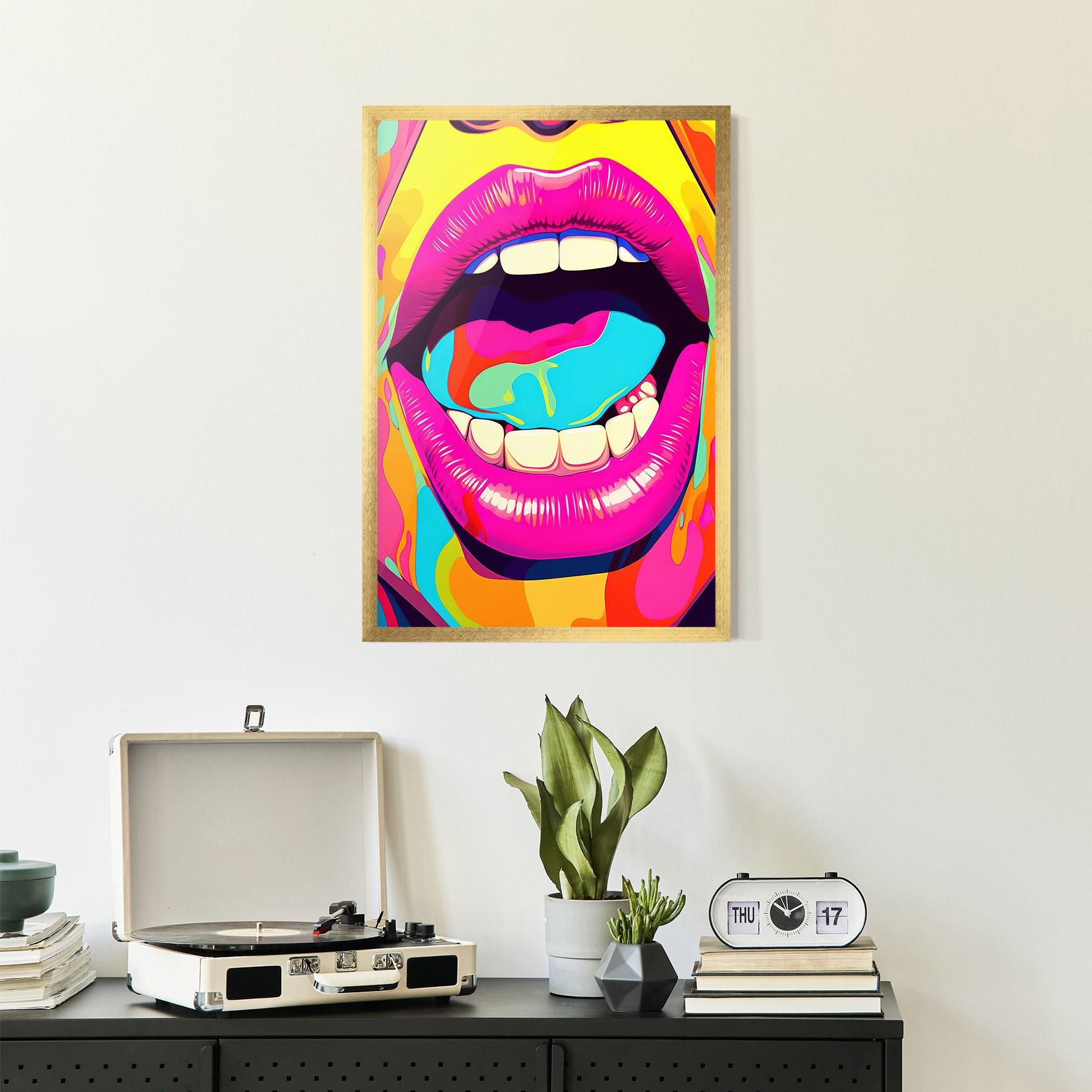 Keretezett Poszter Pop Art Mouth mockup 2