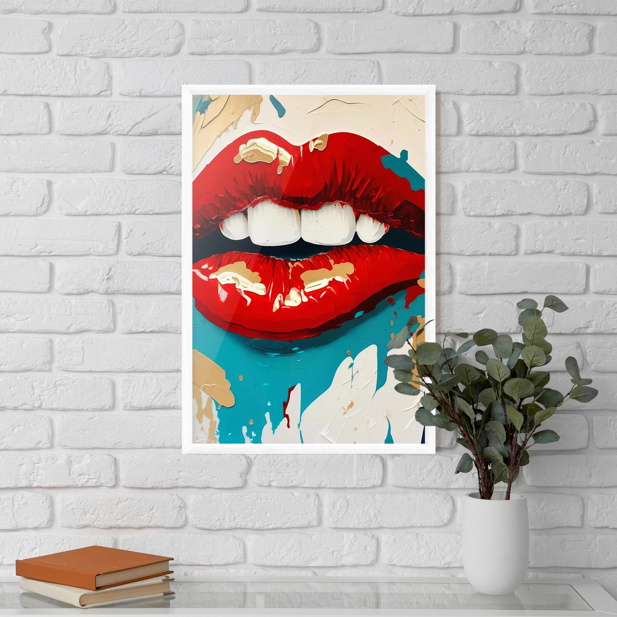 Keretezett Poszter Red Gold Lips mockup 5