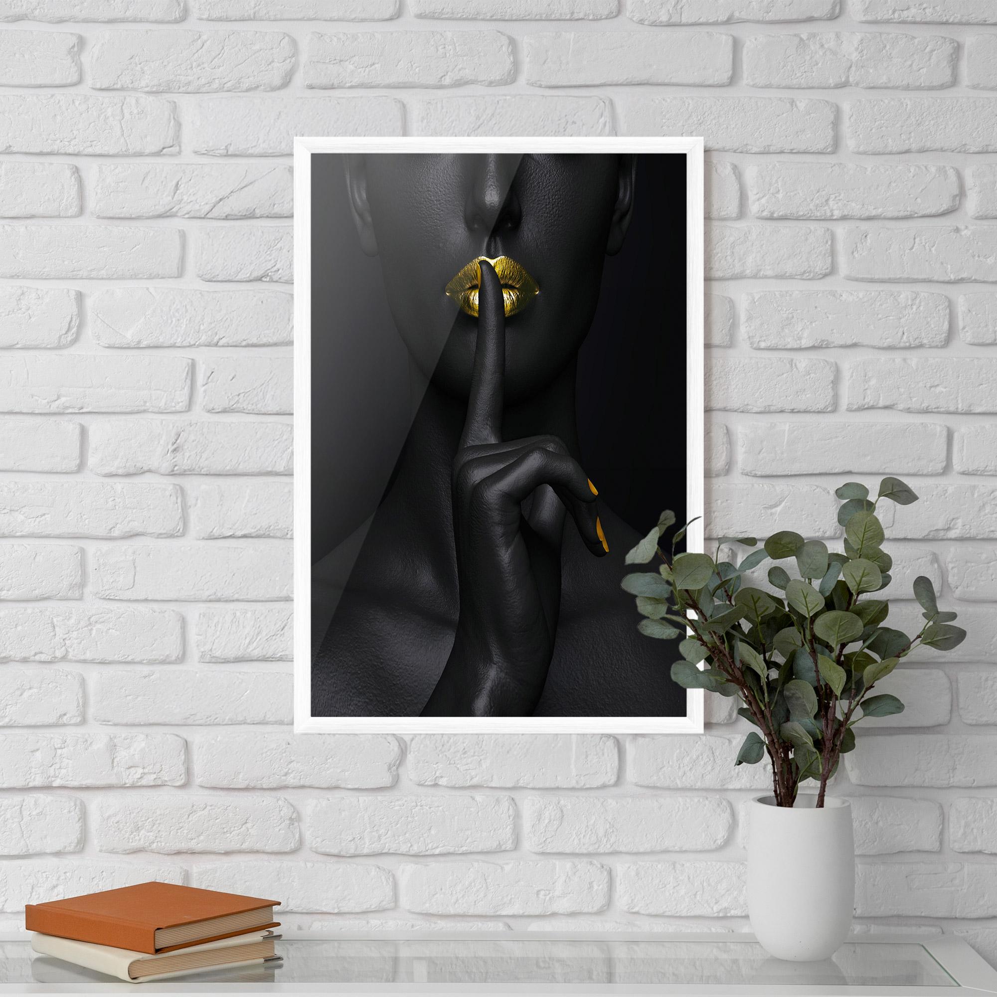 Keretezett Poszter Silence Lips Portrait mockup 5