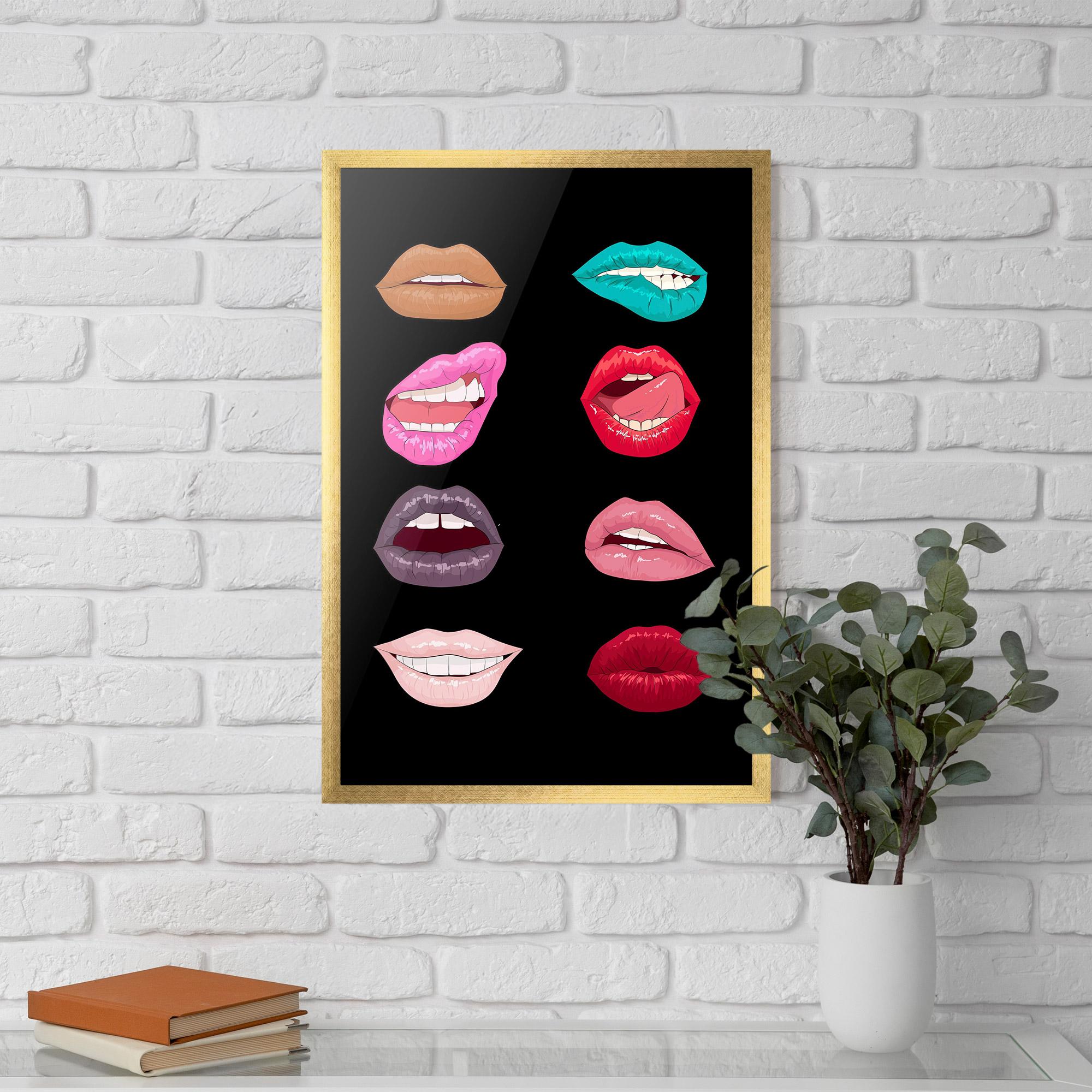 Keretezett Poszter Colorful Lips mockup 5