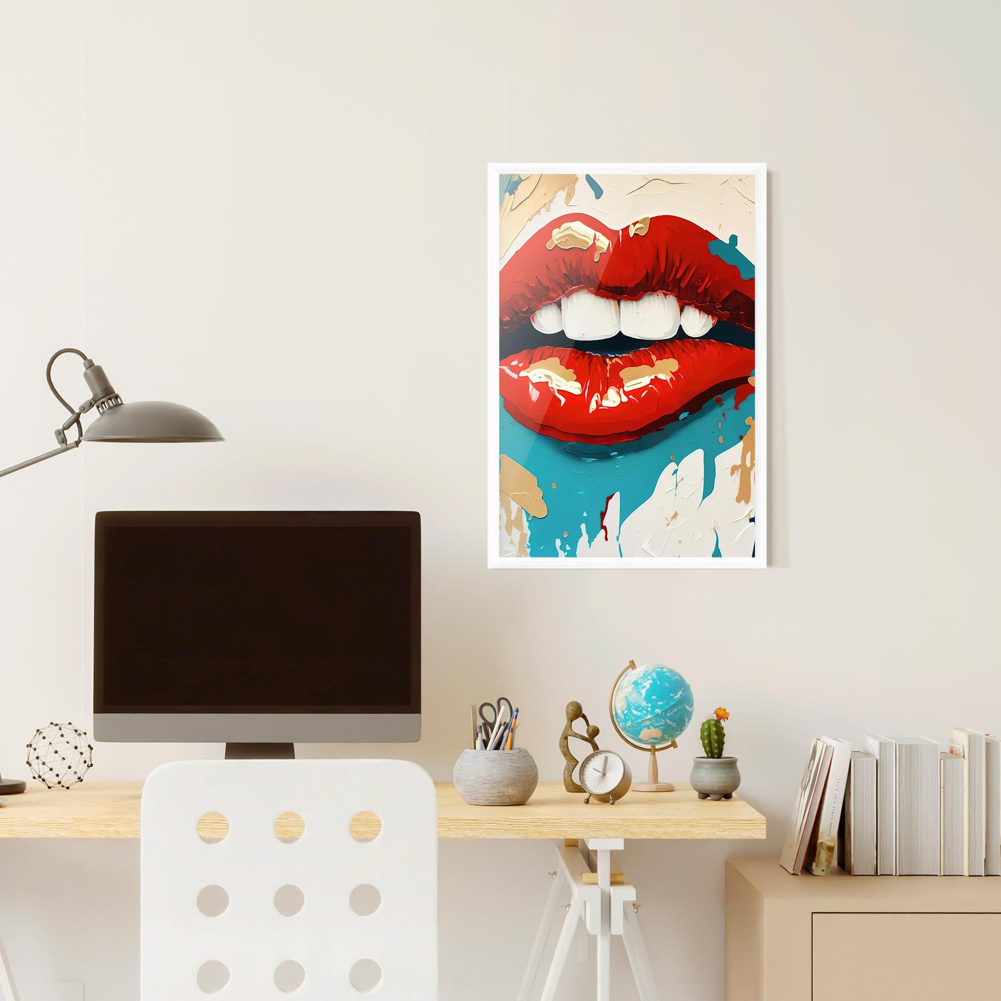 Keretezett Poszter Red Gold Lips mockup 6