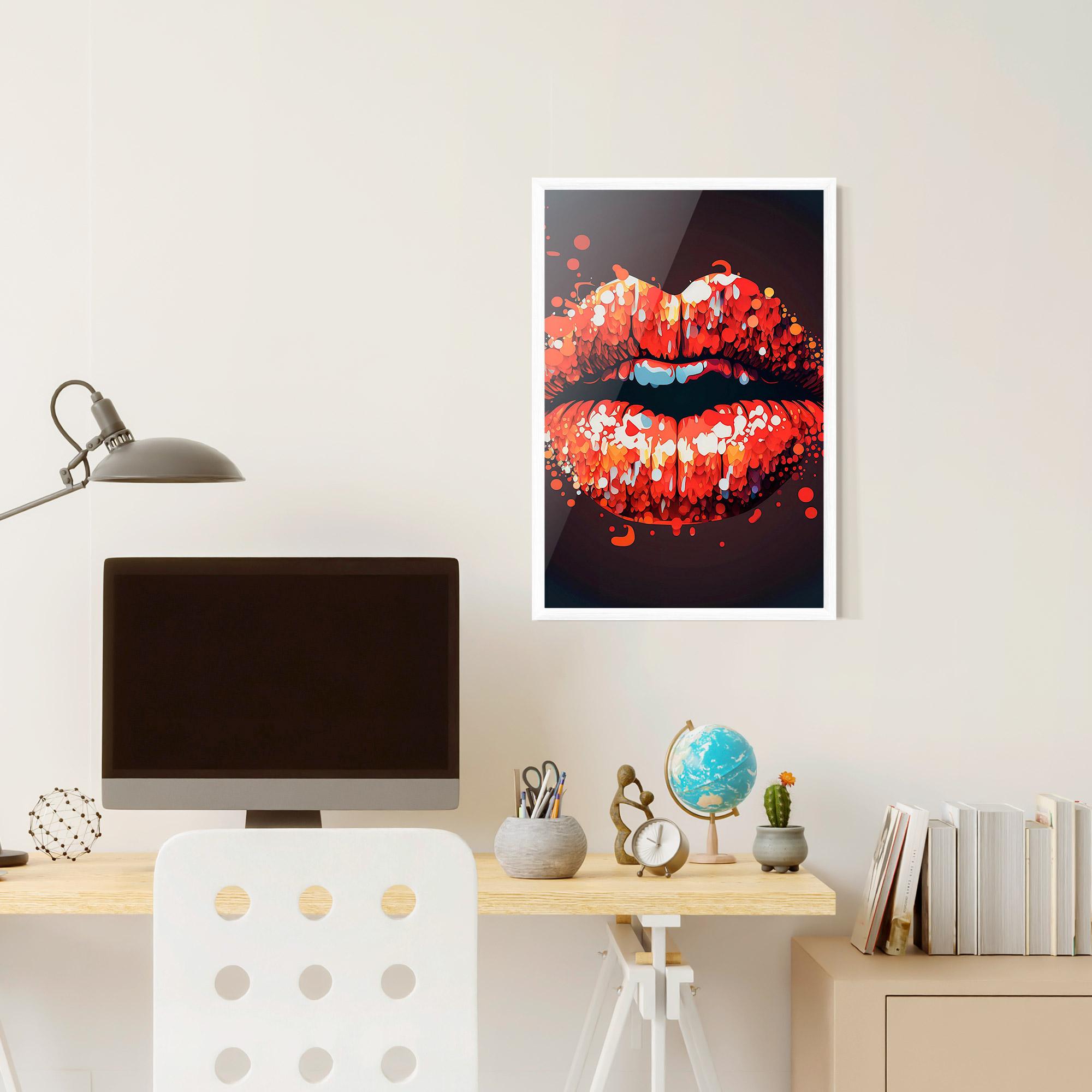 Keretezett Poszter Red Lips With Word Lips It mockup 6