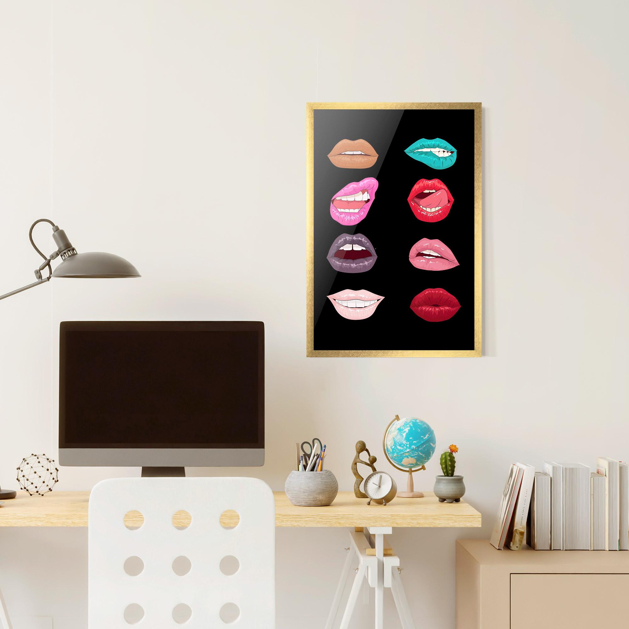 Keretezett Poszter Colorful Lips mockup 6