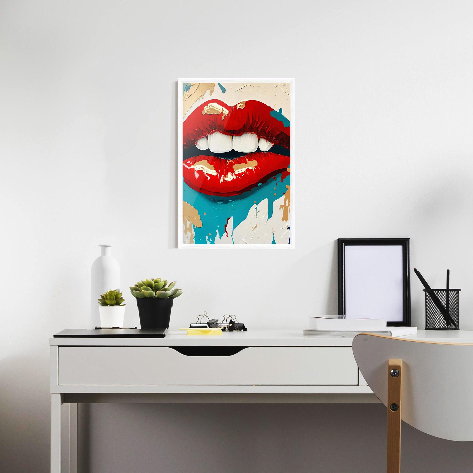 Keretezett Poszter Red Gold Lips mockup 7